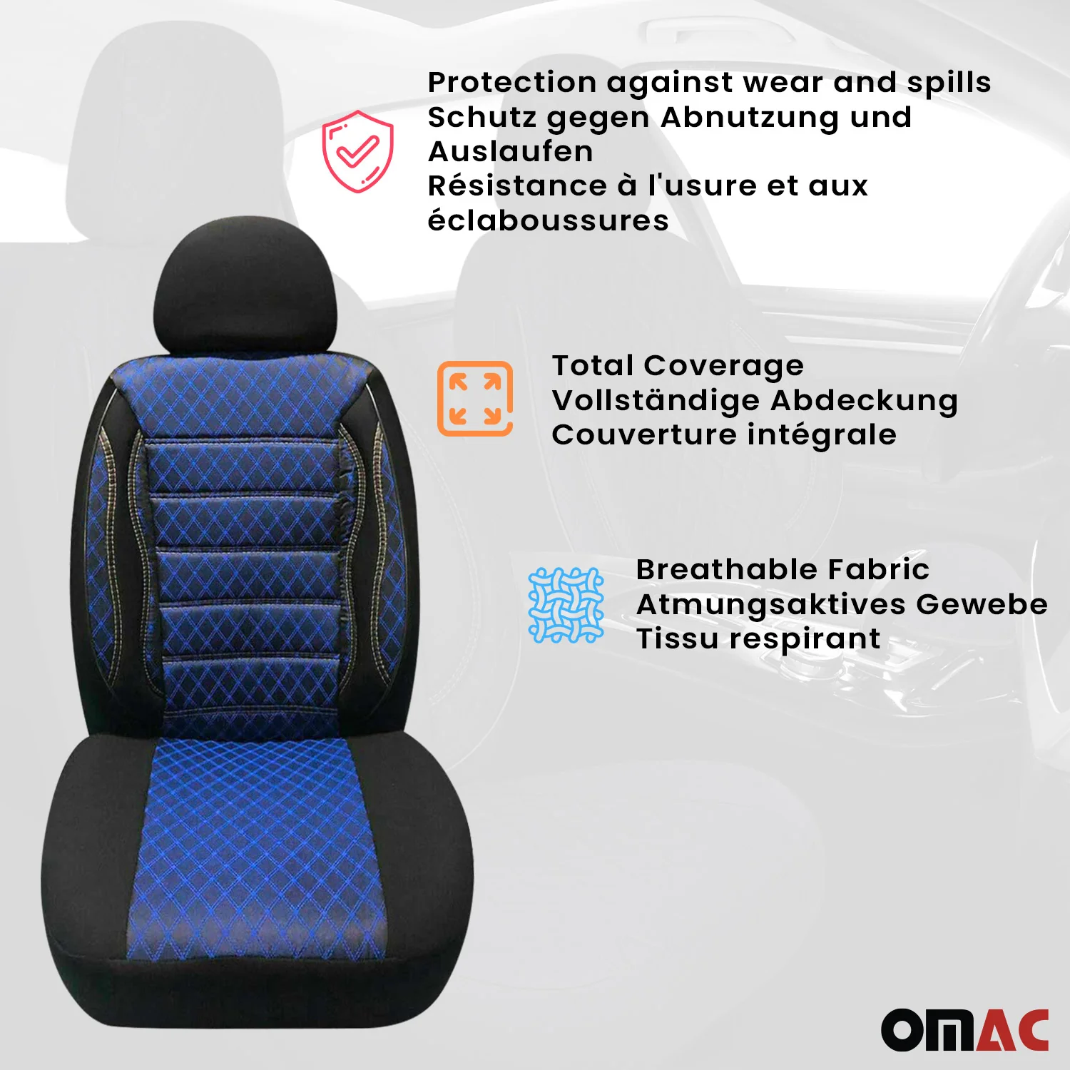 2019-2024 Mercedes Sprinter W907 910 Front Seat Covers Protector 2Pcs Fabric - Image 3