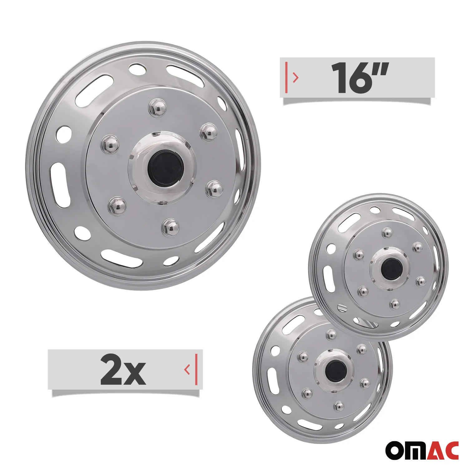 Chevrolet Express Wheel Simulator Hubcaps Front Chrome Silver Steel - Image 3