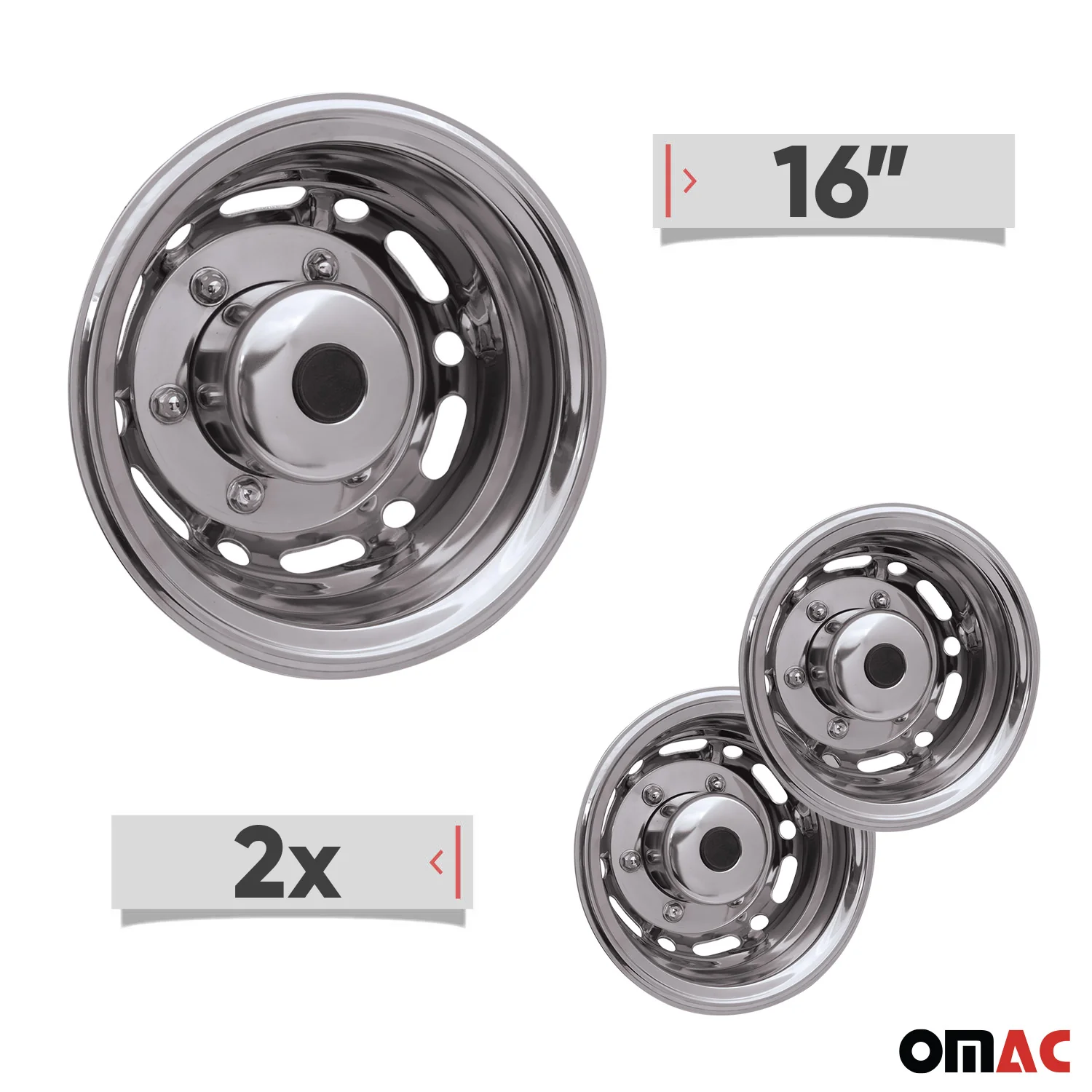 GMC Savana Wheel Simulator Hubcaps Rear Chrome Silver Steel - Image 3