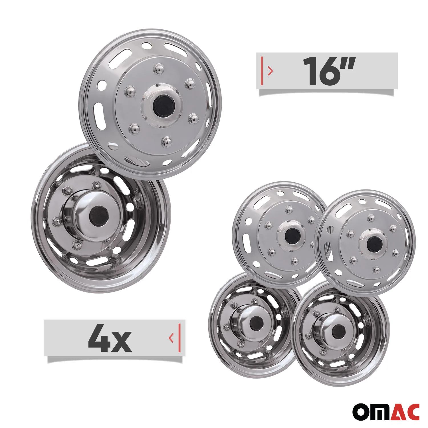 2014-2018 Mercedes Sprinter W906 16" Dual Wheel Simulator Hubcaps Steel 4Pcs - Image 4