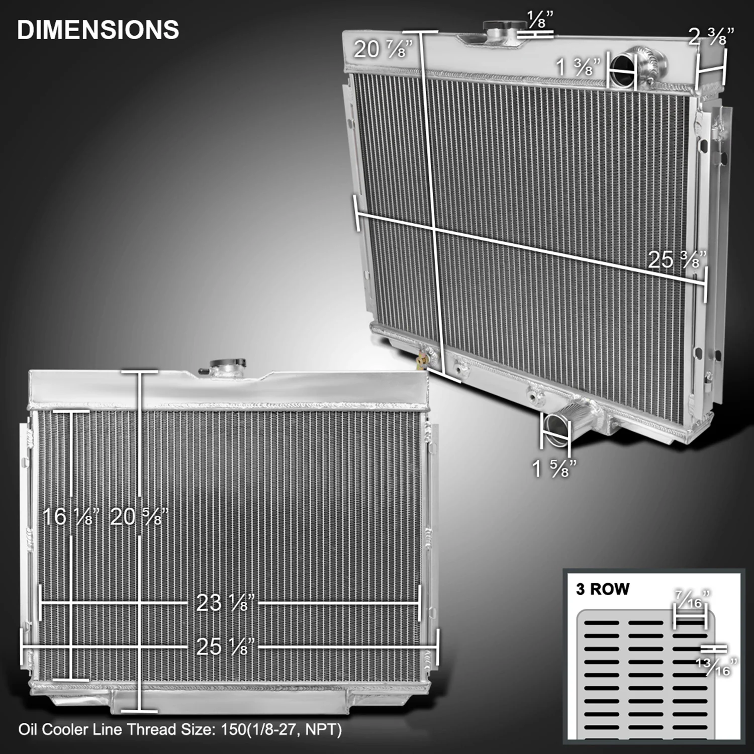 1967-1970 Ford Mustang/Fairlane Mercury Cougar Alu 3Row Performance Radiator - Image 9