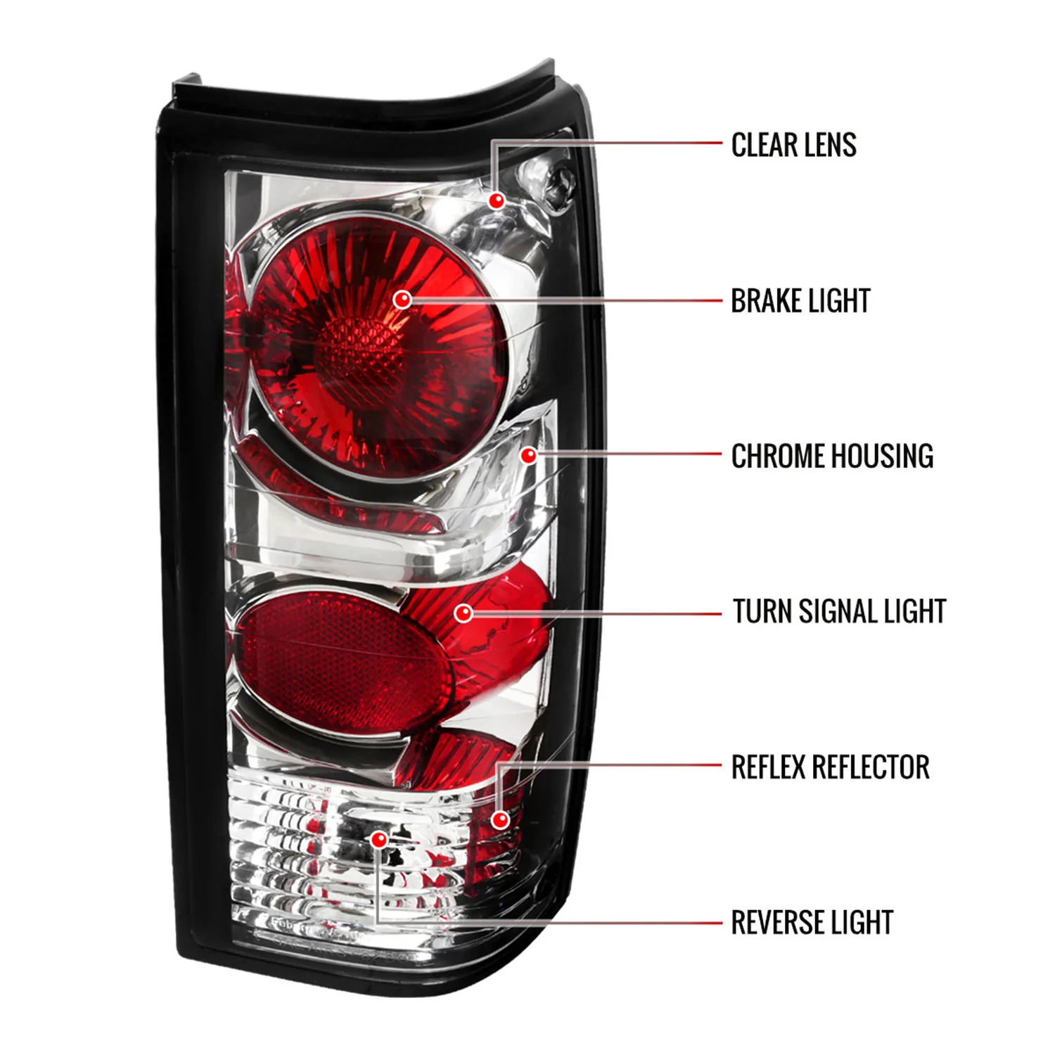 1982-1994 Chevy S10/Blazer GMC S15/Sonoma Tail Lights Chrome/Clear Lens - Image 8