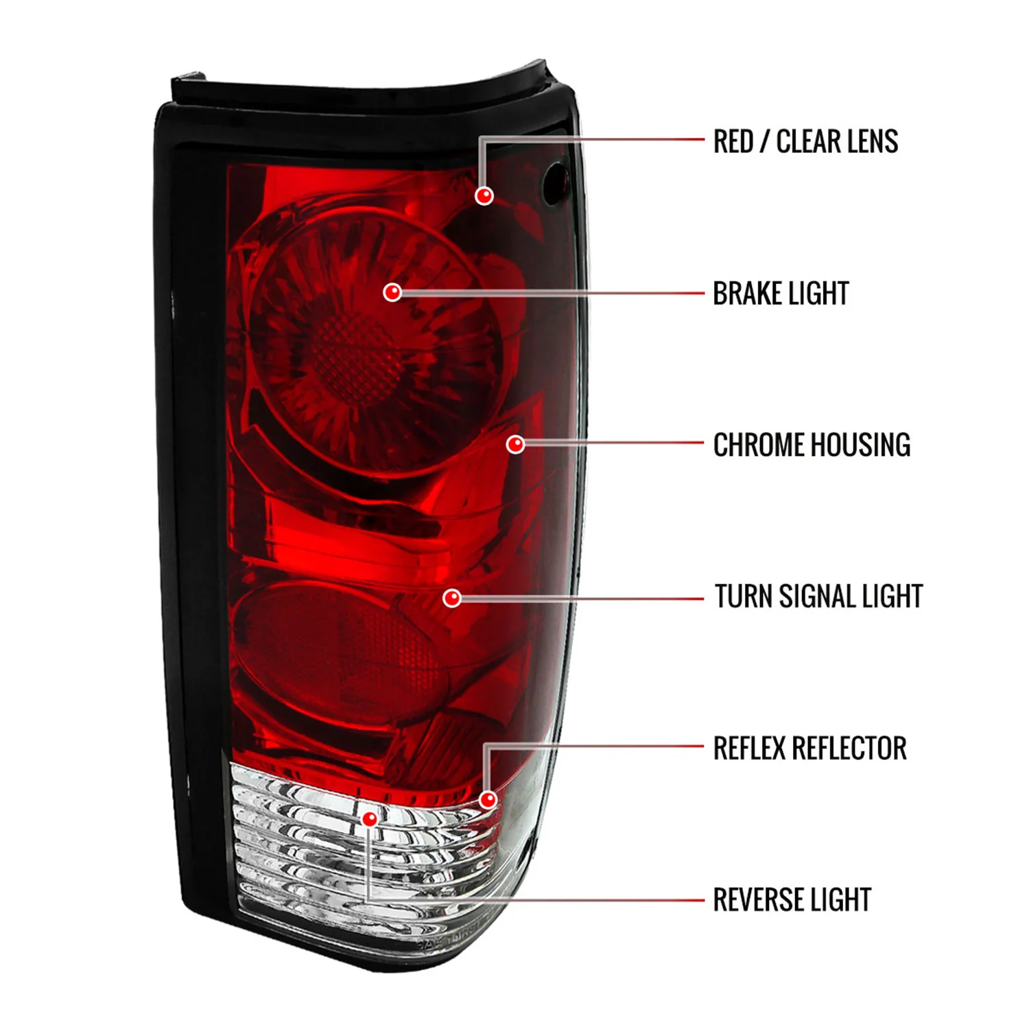 1982-1994 Chevy S10/Blazer GMC S15/Sonoma Tail Lights Chrome/Red Clear Lens - Image 8