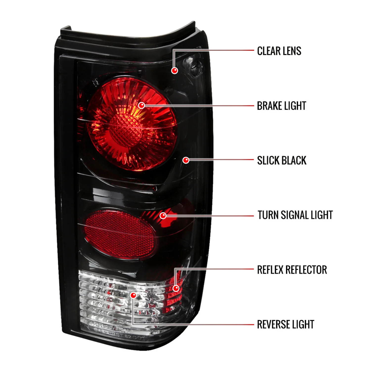 1982-1994 Chevy S10/Blazer GMC S15/Sonoma Tail Lights Matte Black/Clear Lens - Image 8