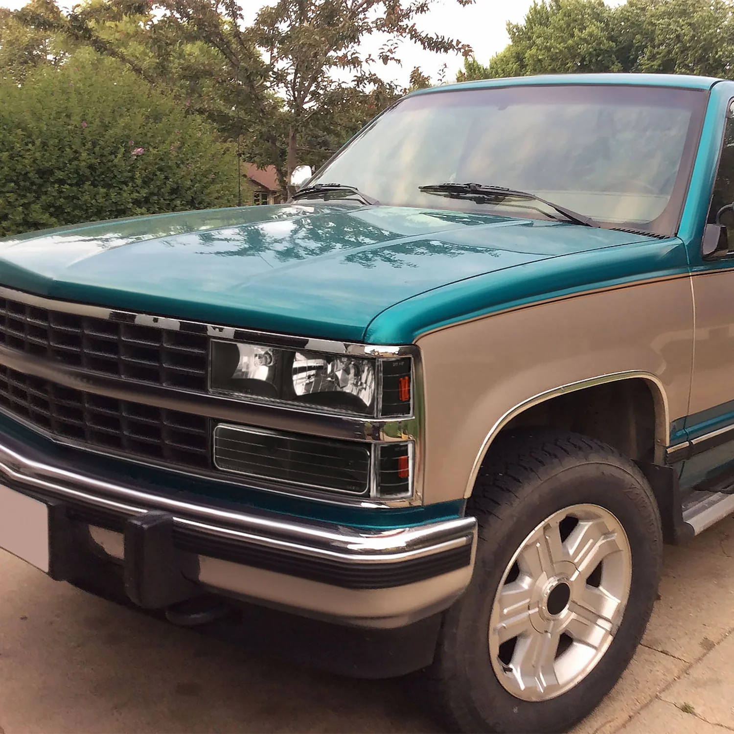 1988-1993 Chevy C/K Blazer/Tahoe/Silverado/Yukon Headlights Lights Set Black - Image 10