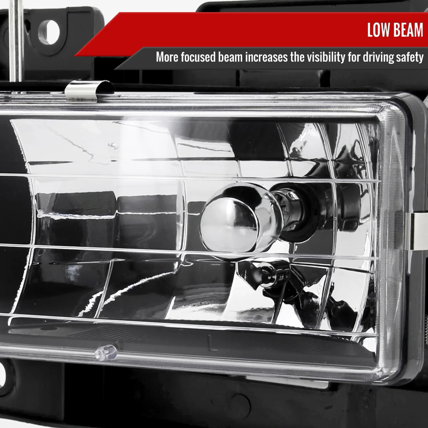 1988-1998 Chevy C/K C10/Tahoe/Sierra/Yukon/Suburban Crystal Headlights Black - Image 3