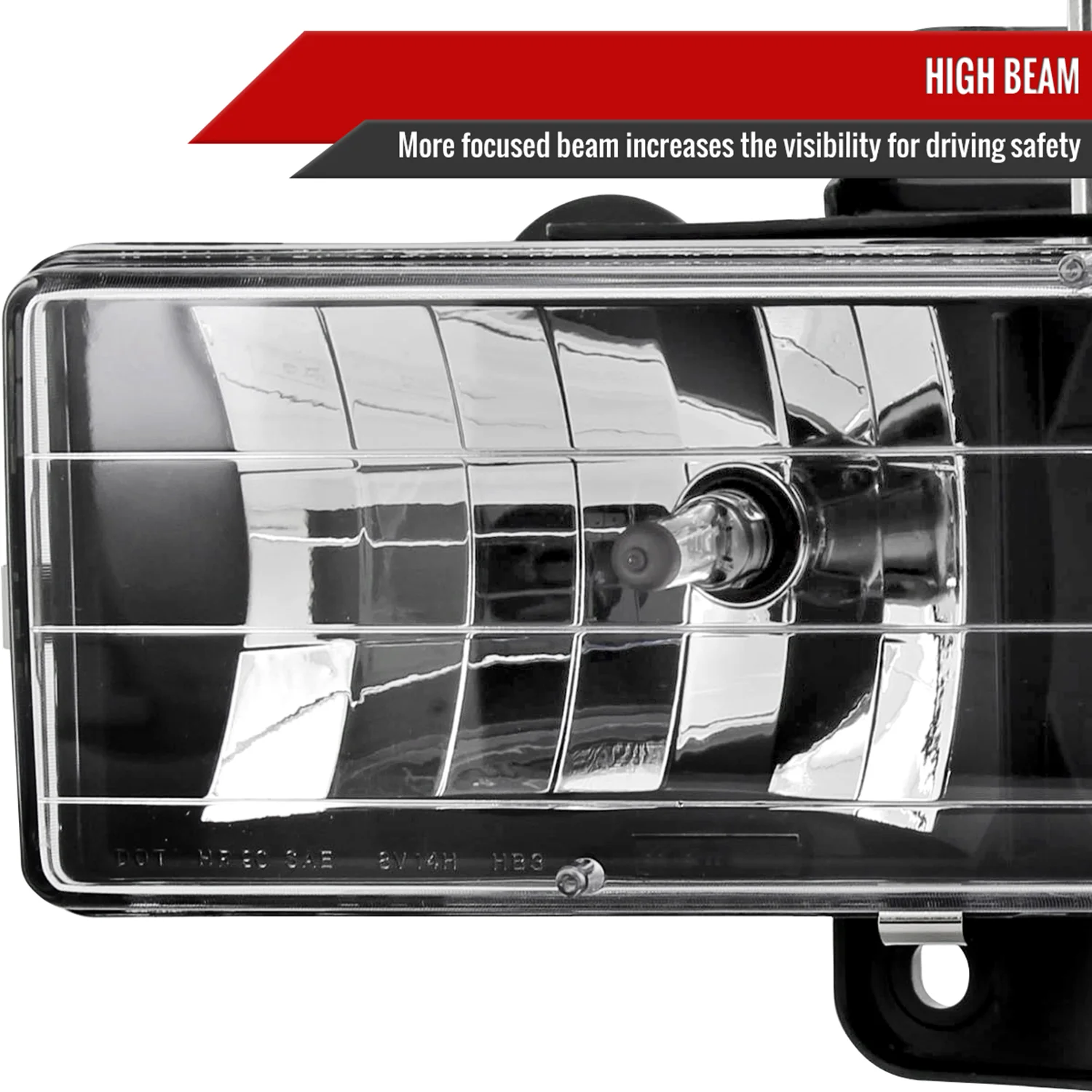 1988-1998 Chevy C/K C10/Tahoe/Sierra/Yukon/Suburban Crystal Headlights Black - Image 4