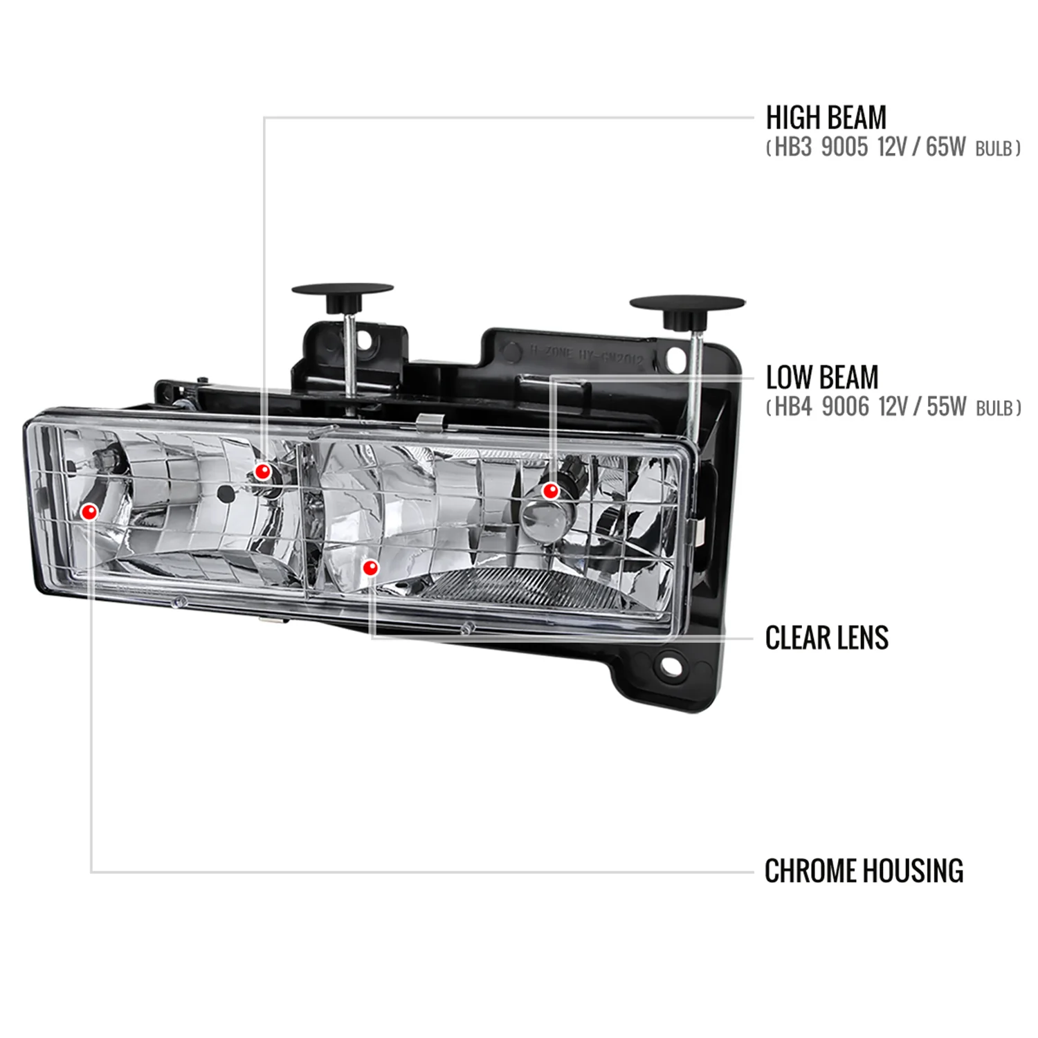 1988-1998 Chevy C/K C10/Tahoe/Sierra/Yukon/Suburban Crystal Headlights Chrome - Image 8