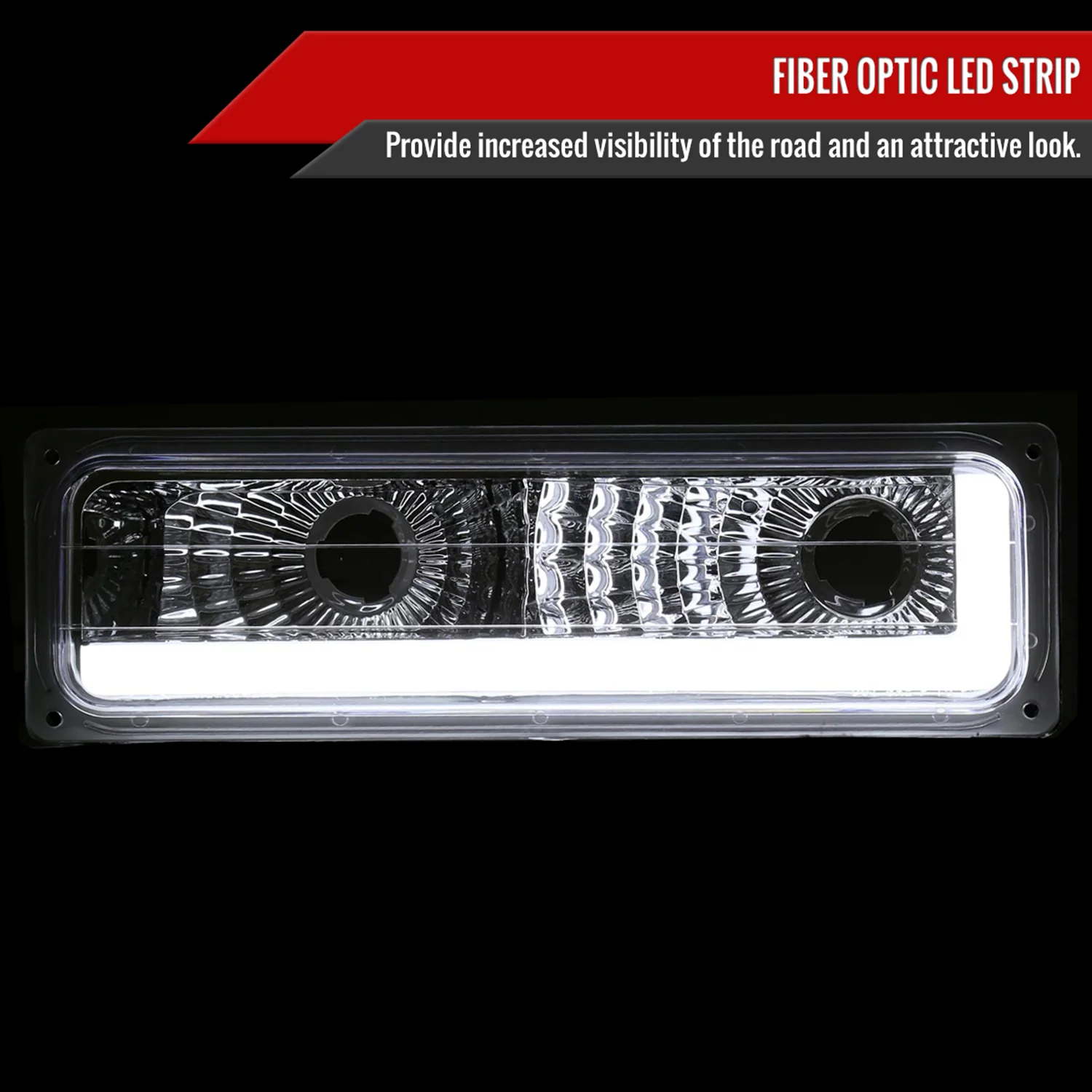 1988-1998 Chevy/GMC C10 C/K LED Strip Bumper Corner Signal Lights Chrome/Clear - Image 2