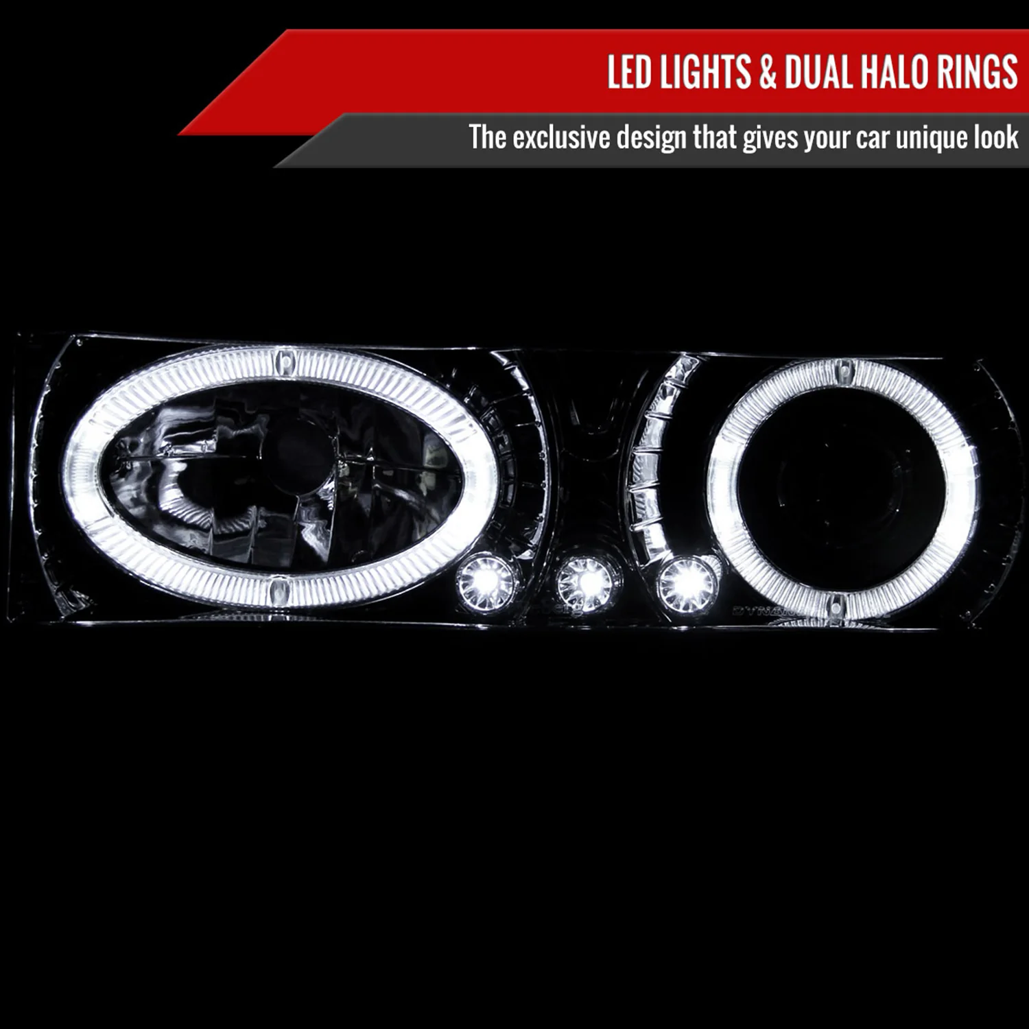 1988-1999 Chevy C/K C10/Blazer/Tahoe/Yukon Dual Halo Headlights Chrome - Image 2