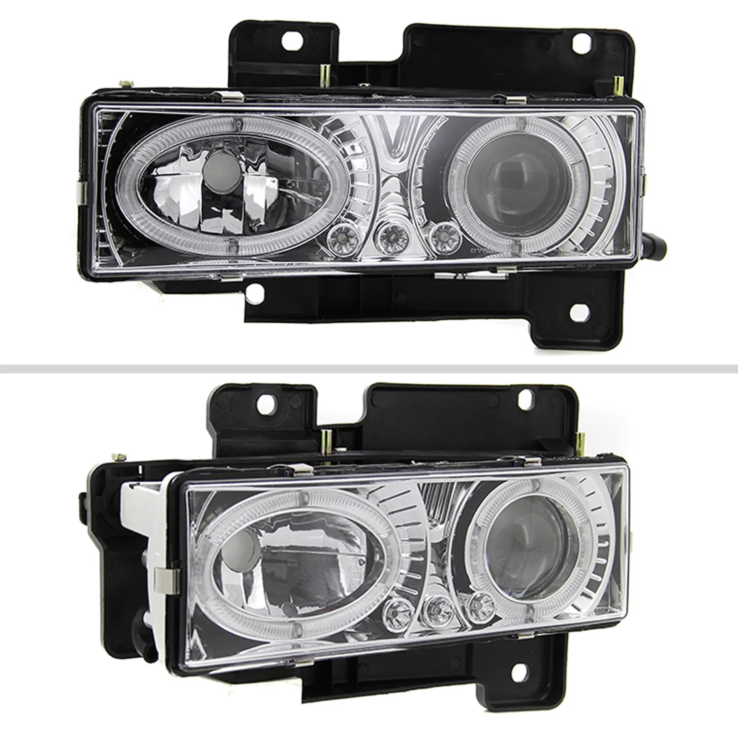 1988-1999 Chevy C/K C10/Blazer/Tahoe/Yukon Dual Halo Headlights Chrome - Image 3