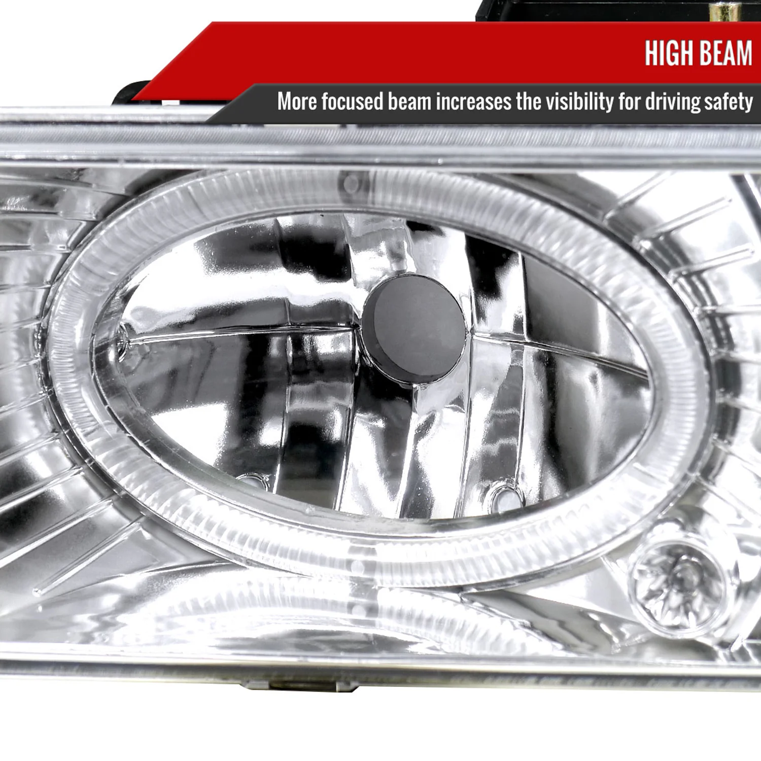 1988-1999 Chevy C/K C10/Blazer/Tahoe/Yukon Dual Halo Headlights Chrome - Image 5
