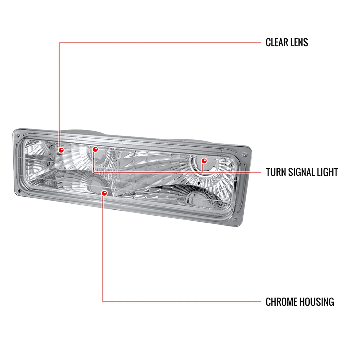 1988-1999 Chevy Suburban/Silverado/Tahoe/Sierra/Yukon Bumper Lights Chrome - Image 8