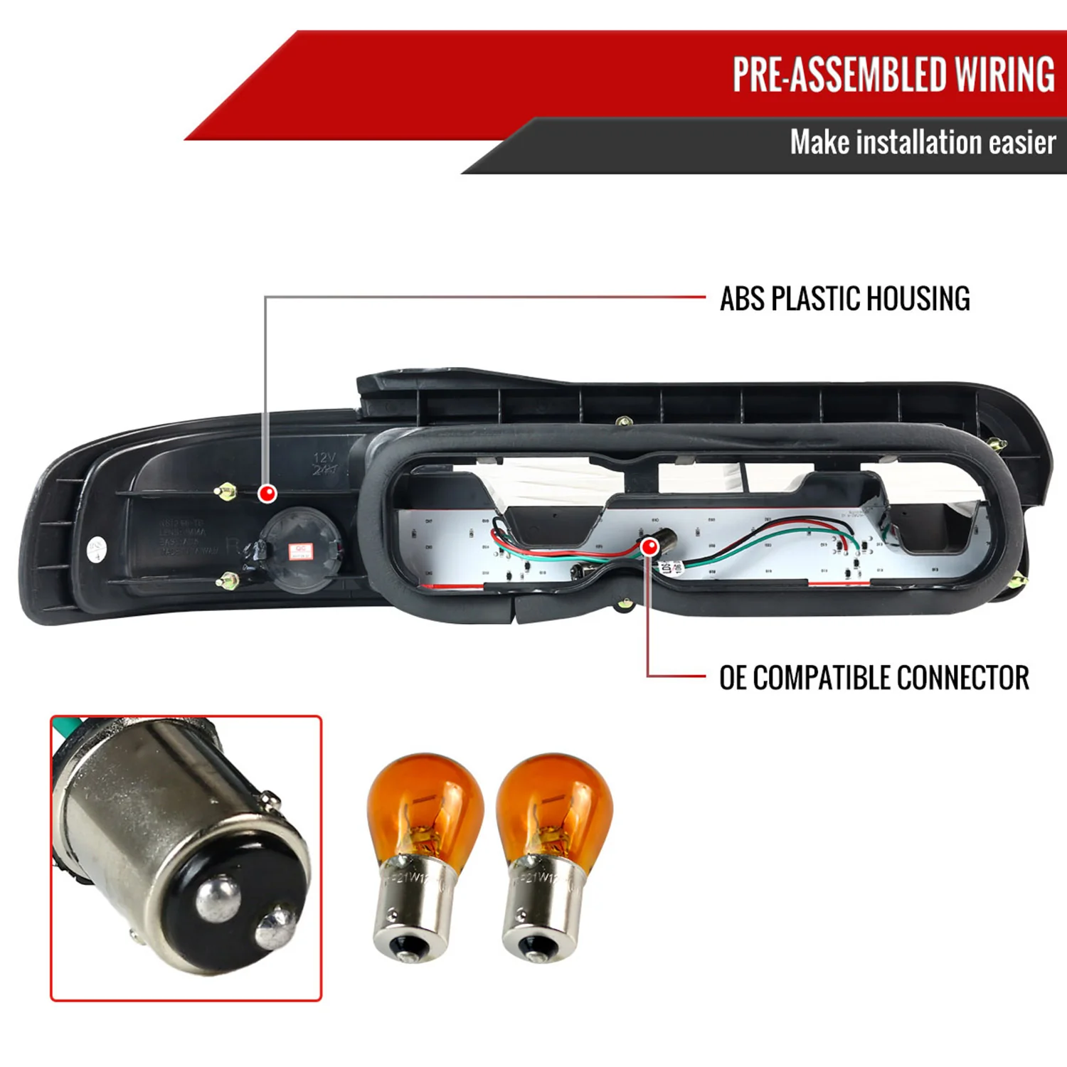 1989-1994 Nissan 240SX S13 Coupe LED Tail Lights Chrome Housing/Clear Lens - Image 7