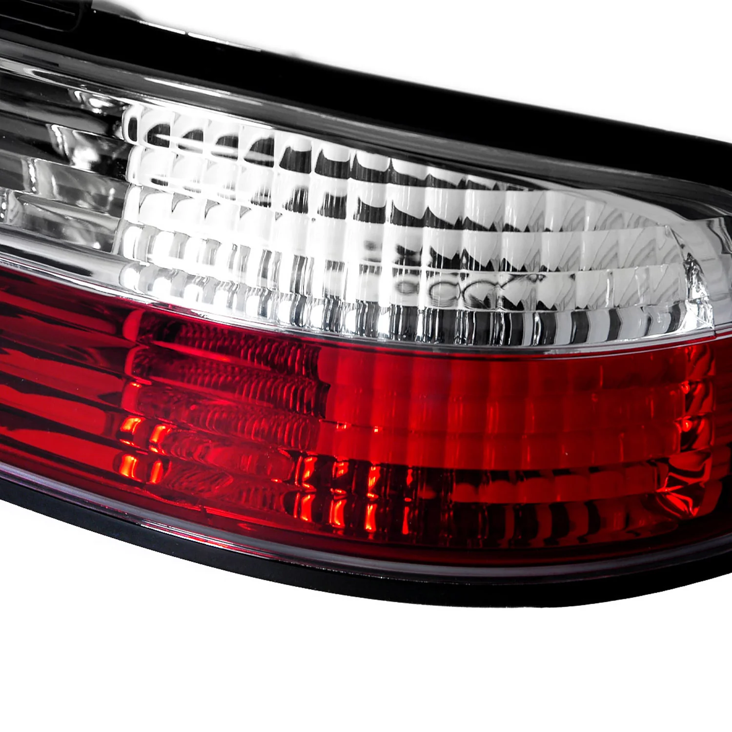 1989-1994 Nissan 240SX S13 Coupe Tail Lights Chrome Housing/Red Clear Lens - Image 6