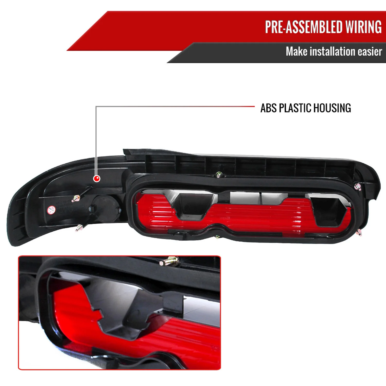 1989-1994 Nissan 240SX S13 Coupe Tail Lights Chrome Housing/Red Clear Lens - Image 7