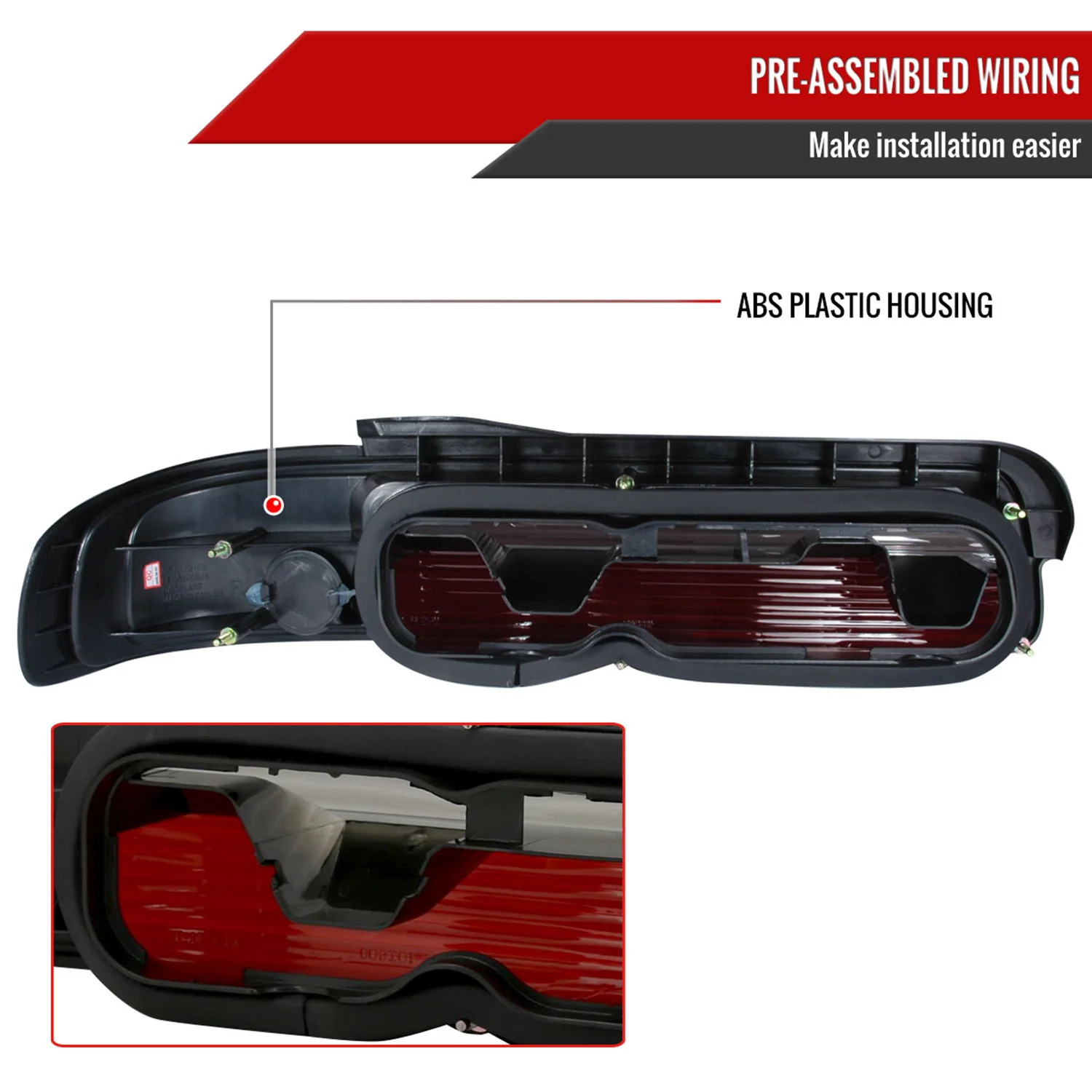 1989-1994 Nissan 240SX S13 Coupe Tail Lights Chrome Housing/Red Smoke Lens - Image 7
