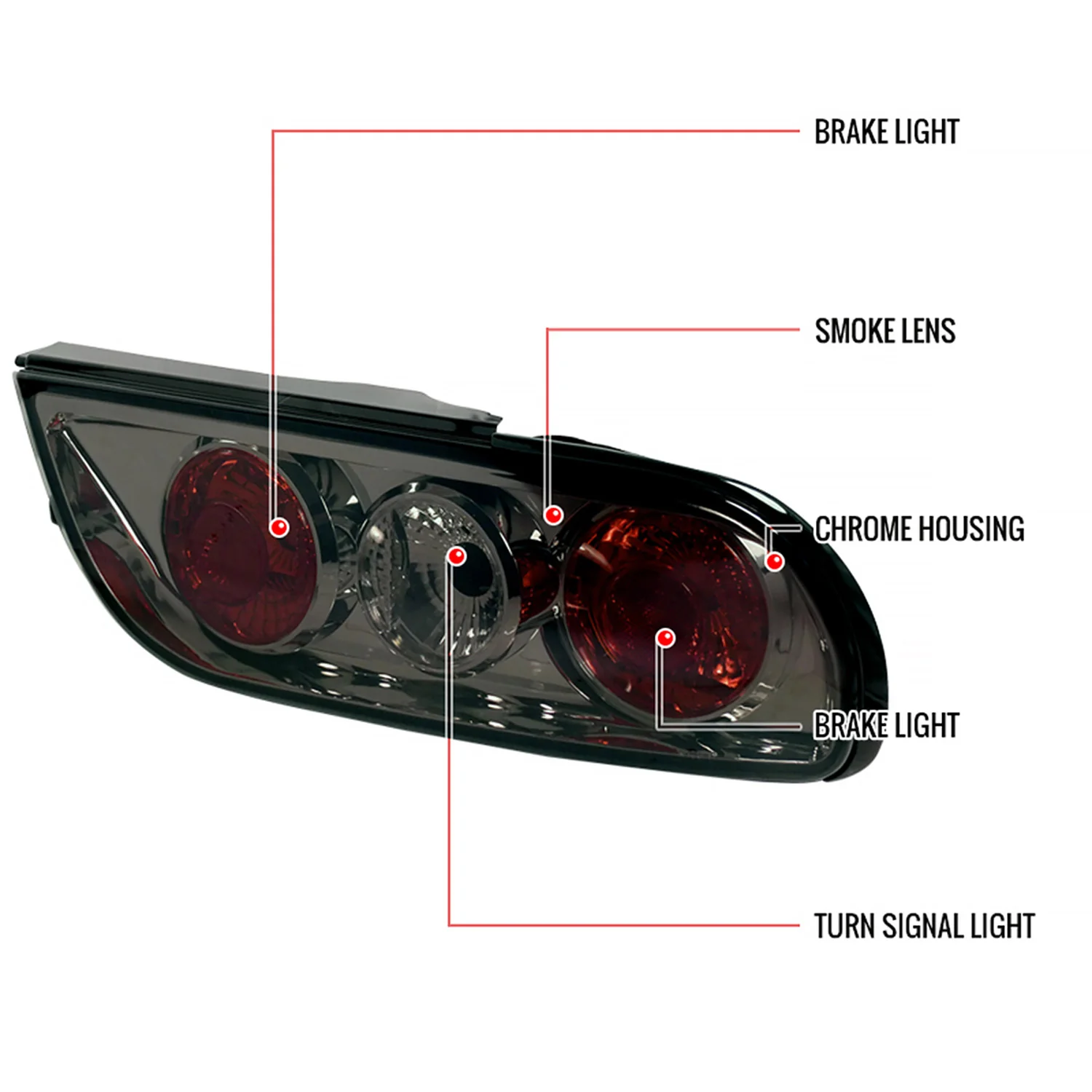 1989-1994 Nissan 240SX S13 Hatchback Tail Lights Chrome Housing/Smoke Lens - Image 9