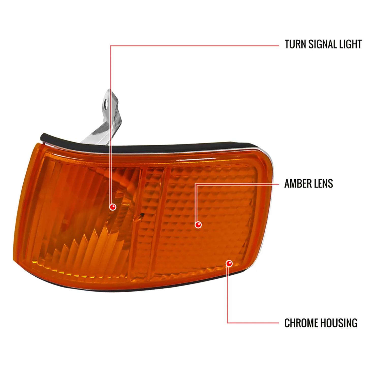 1990-1991 Honda CRX Corner Lights Chrome Housing/Amber Lens - Image 7