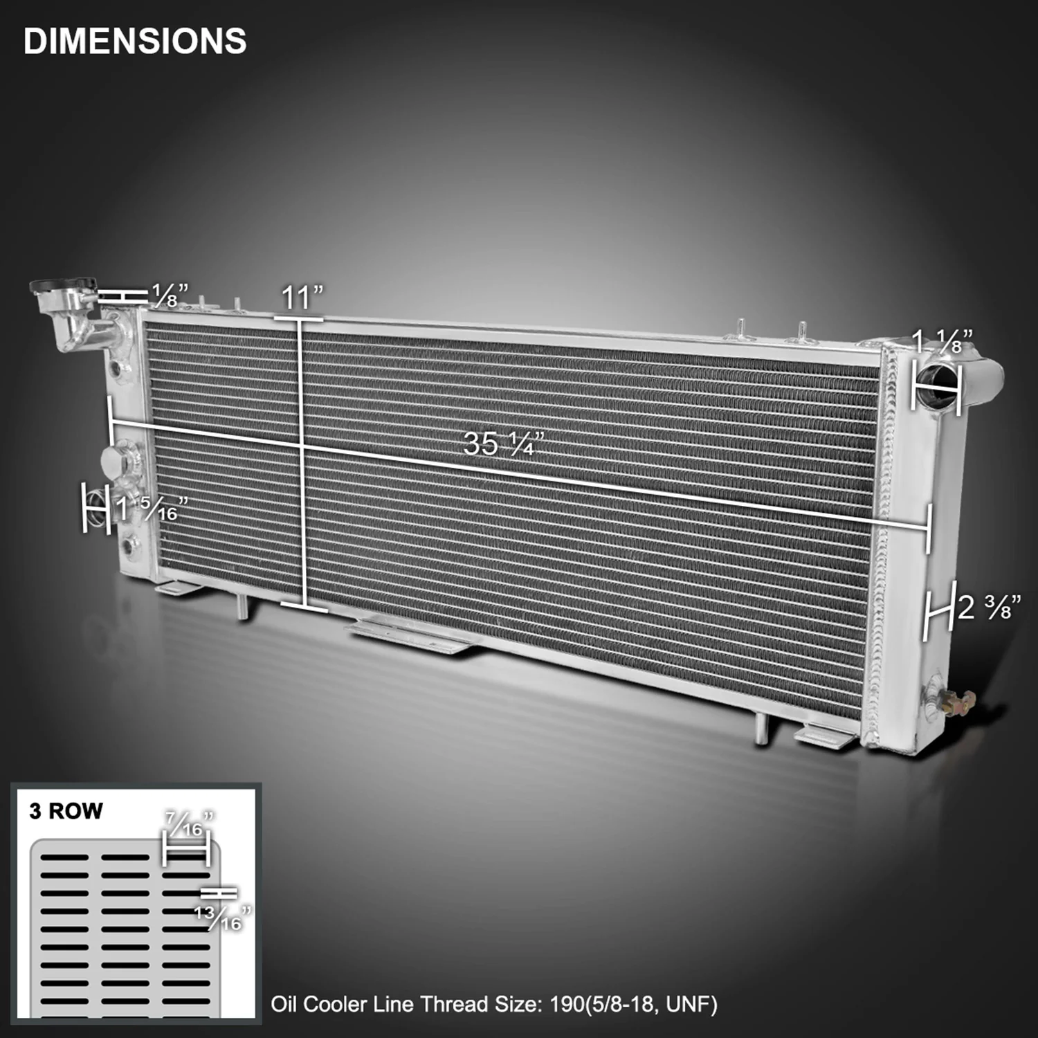 1991-2001 Jeep Cherokee/Comanche 2.5L/4.0L Alu 3-Row Performance Radiator - Image 9