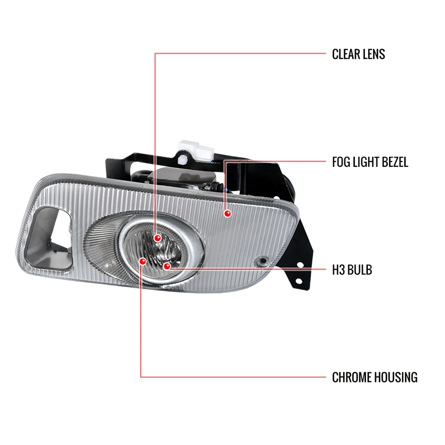 1992-1995 Honda Civic Coupe/Hatchback H3 Fog Lights Kit Chrome/Clear Lens - Image 7
