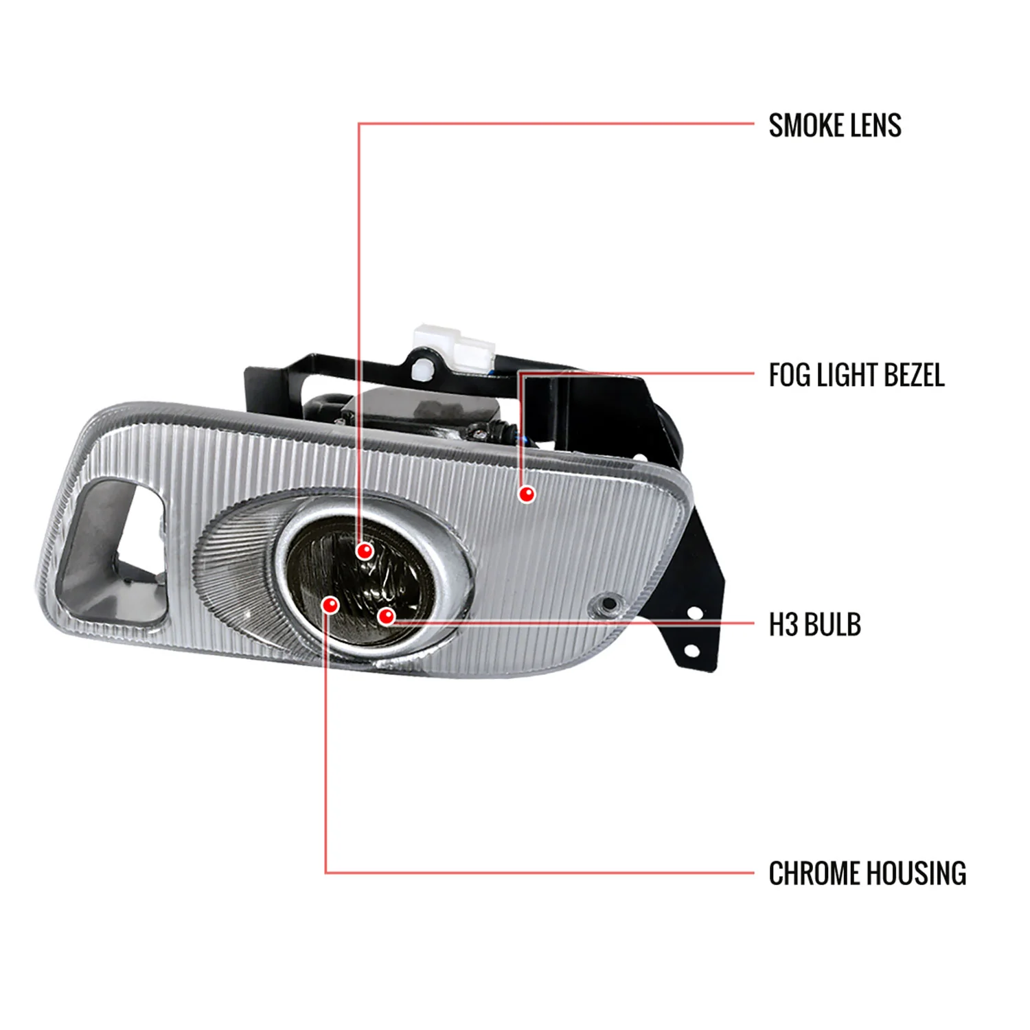 1992-1995 Honda Civic Coupe/Hatchback H3 Fog Lights Kit Chrome/Smoke Lens - Image 7