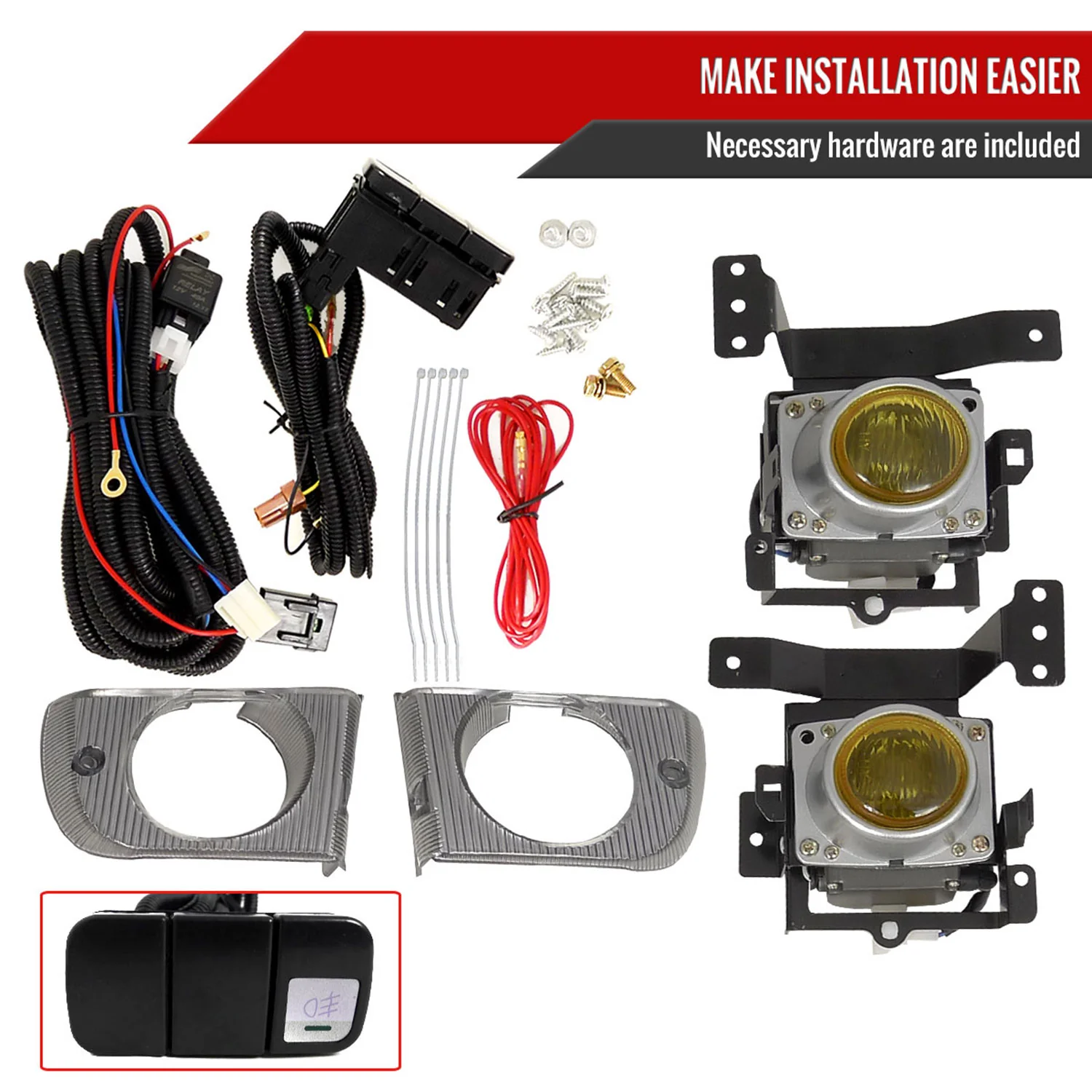 1992-1995 Honda Civic Sedan H3 Fog Lights Kit Chrome Housing/Yellow Lens - Image 5