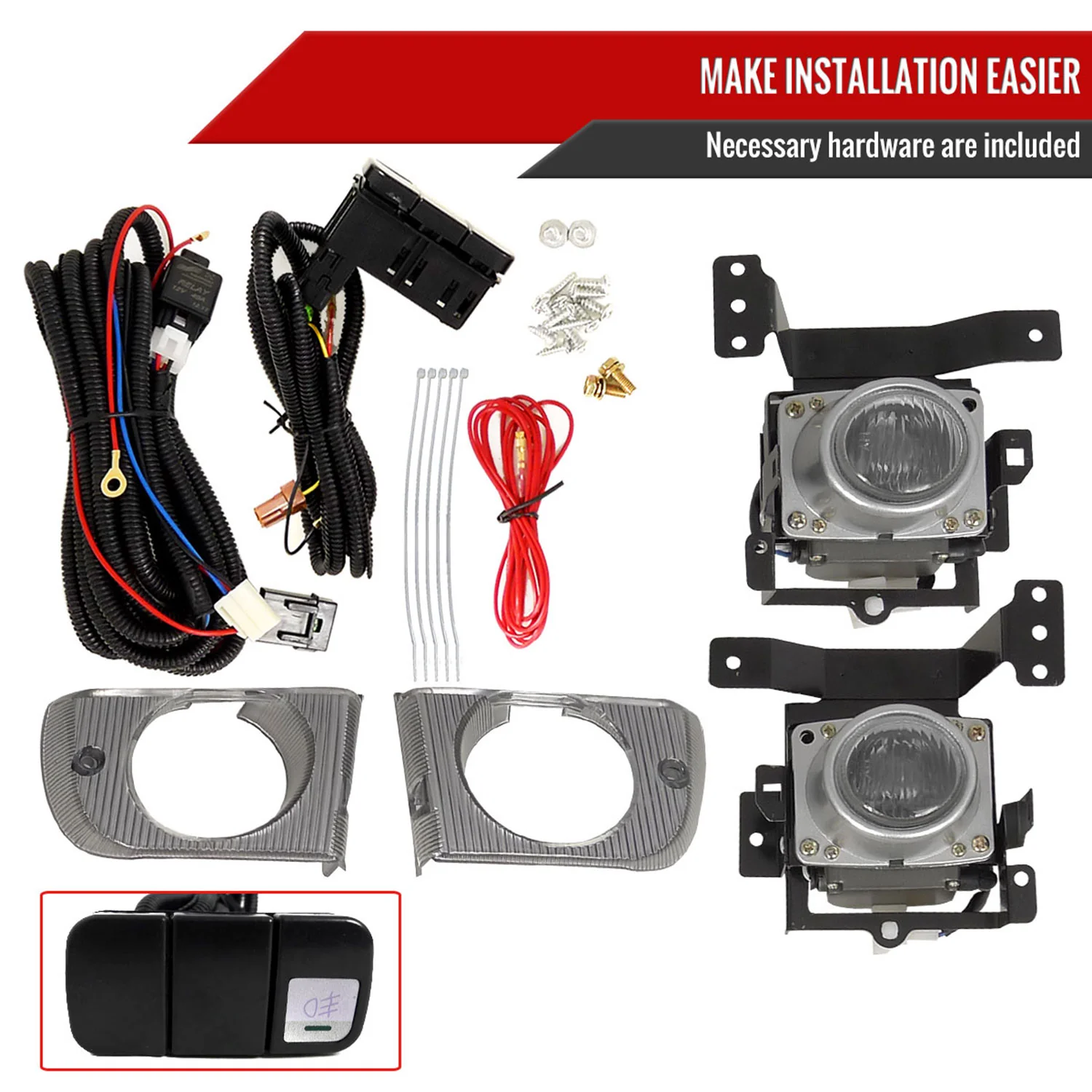 1992-1995 Honda Civic Sedan H3 Fog Lights Kit Switch & Wiring Harness Chrome - Image 5