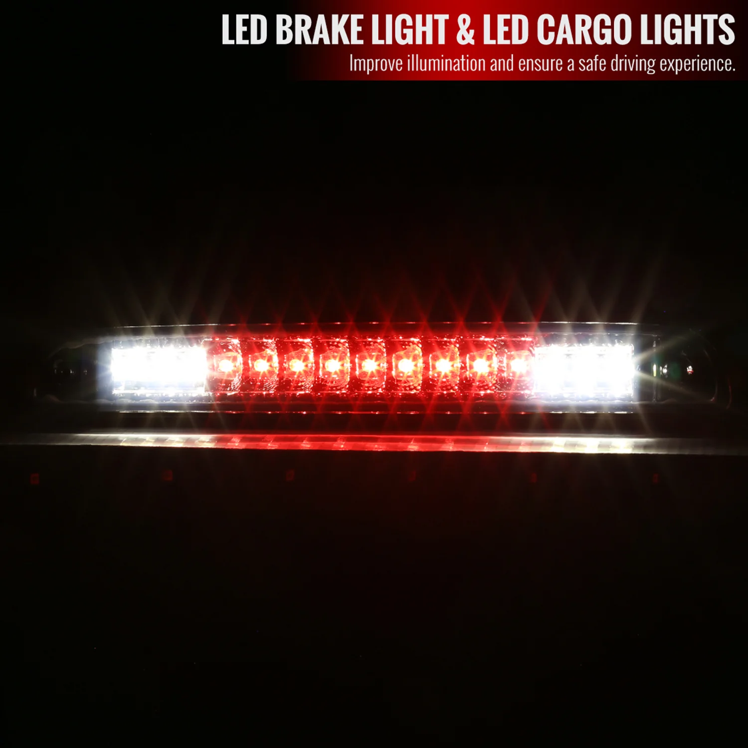 1992-1996 Ford F-150/F-250/F-350/Bronco LED 3rd Brake Light Chrome/Clear Lens - Image 2
