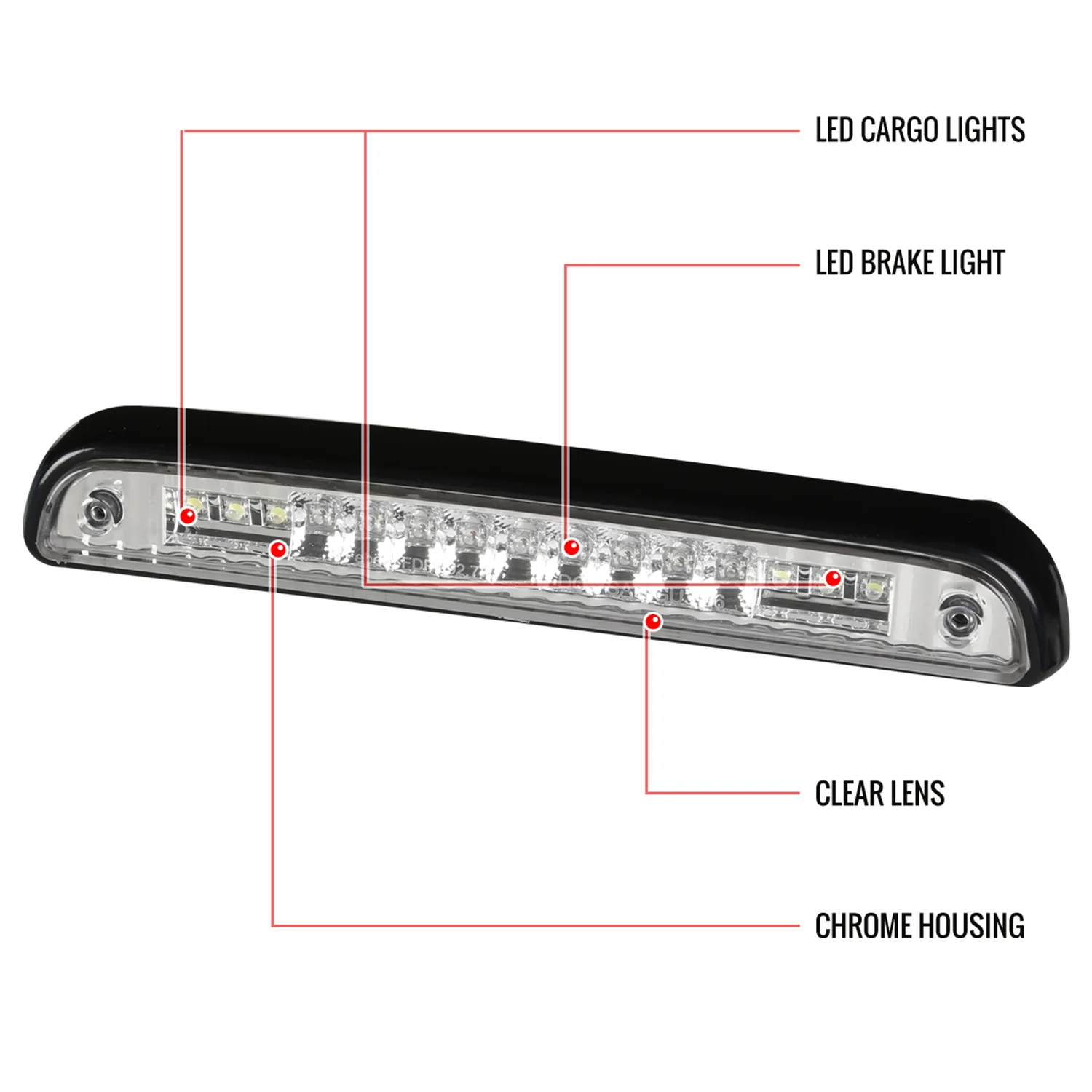 1992-1996 Ford F-150/F-250/F-350/Bronco LED 3rd Brake Light Chrome/Clear Lens - Image 7