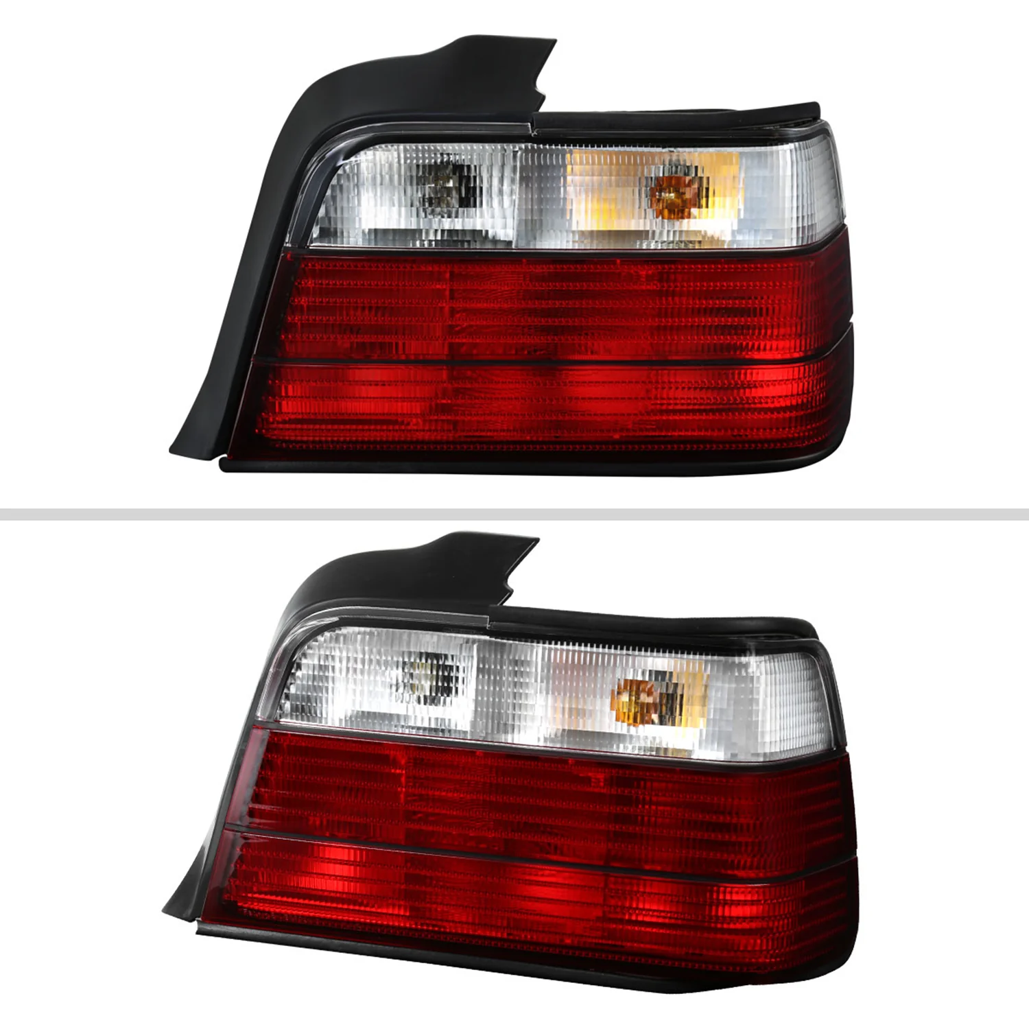 1992-1998 BMW E36 3 Series Sedan Tail Lights Chrome Housing/Red Clear Lens - Image 2