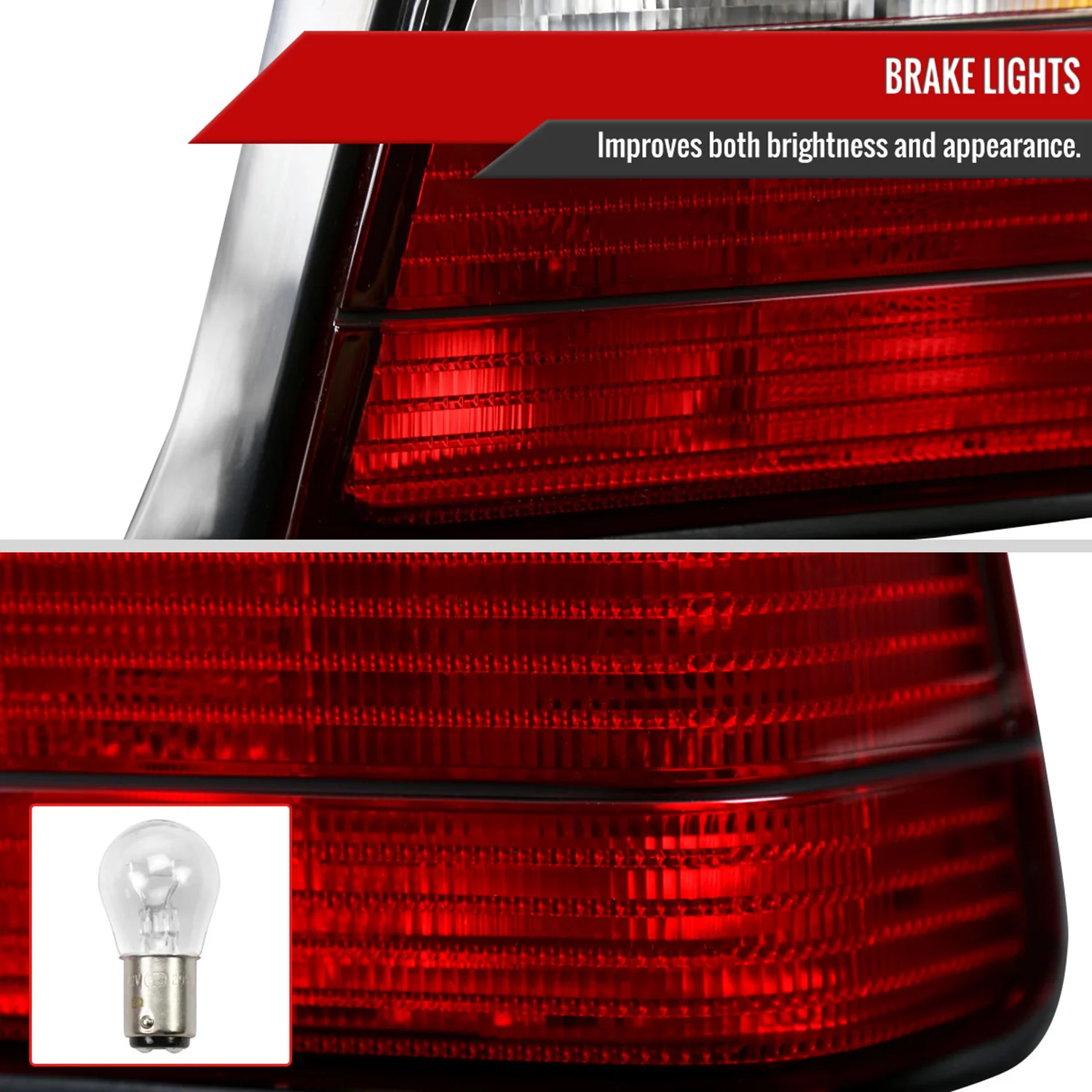 1992-1998 BMW E36 3 Series Sedan Tail Lights Chrome Housing/Red Clear Lens - Image 5