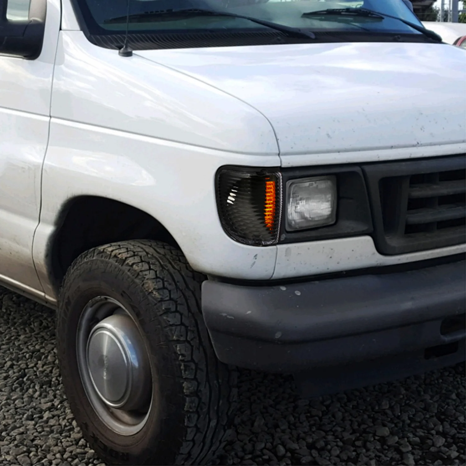 1992-2007 Ford E-Series Econoline Corner Lights Amber Reflectors Matt Black - Image 8