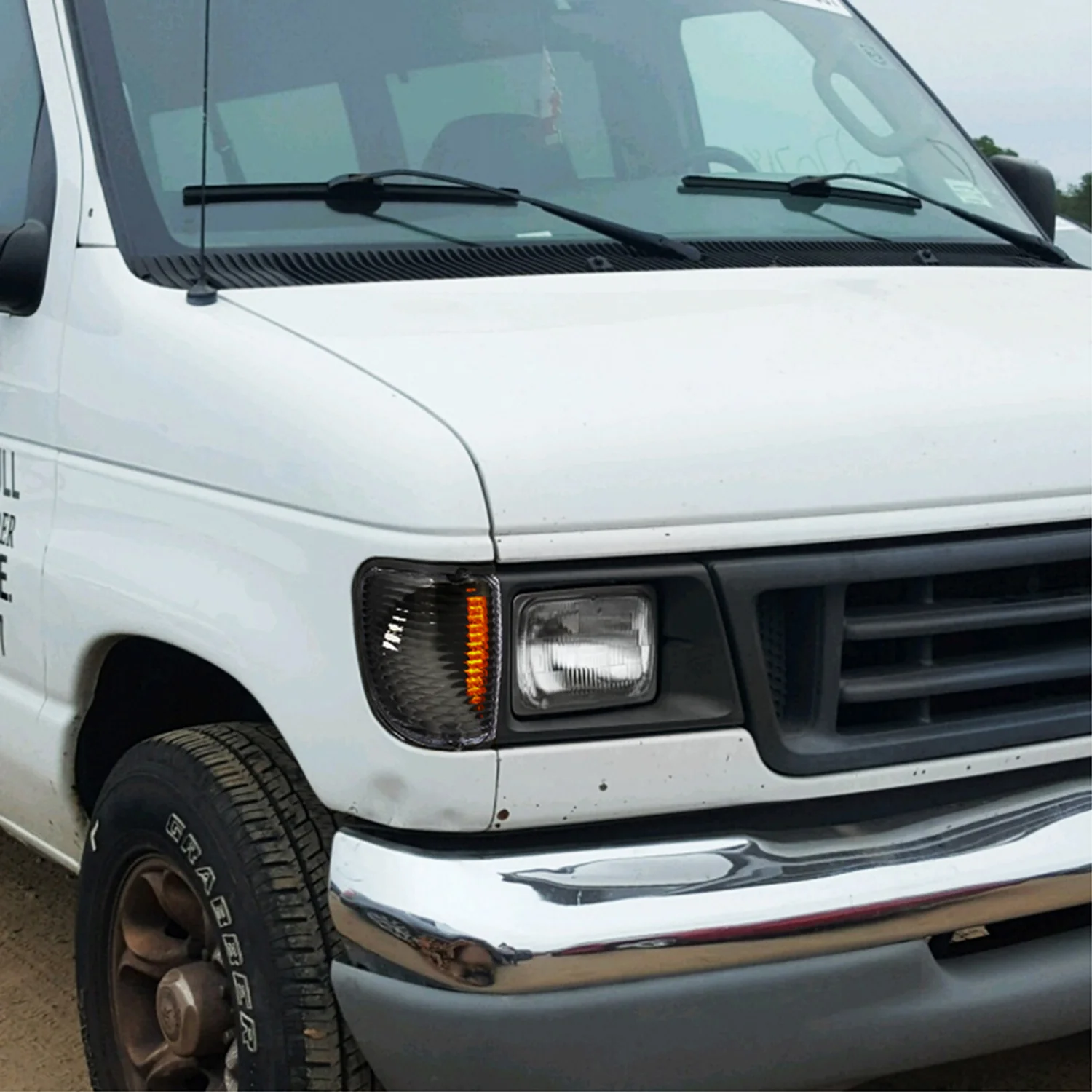 1992-2007 Ford E-Series Econoline Corner Lights Amber Reflectors Matt Black - Image 9
