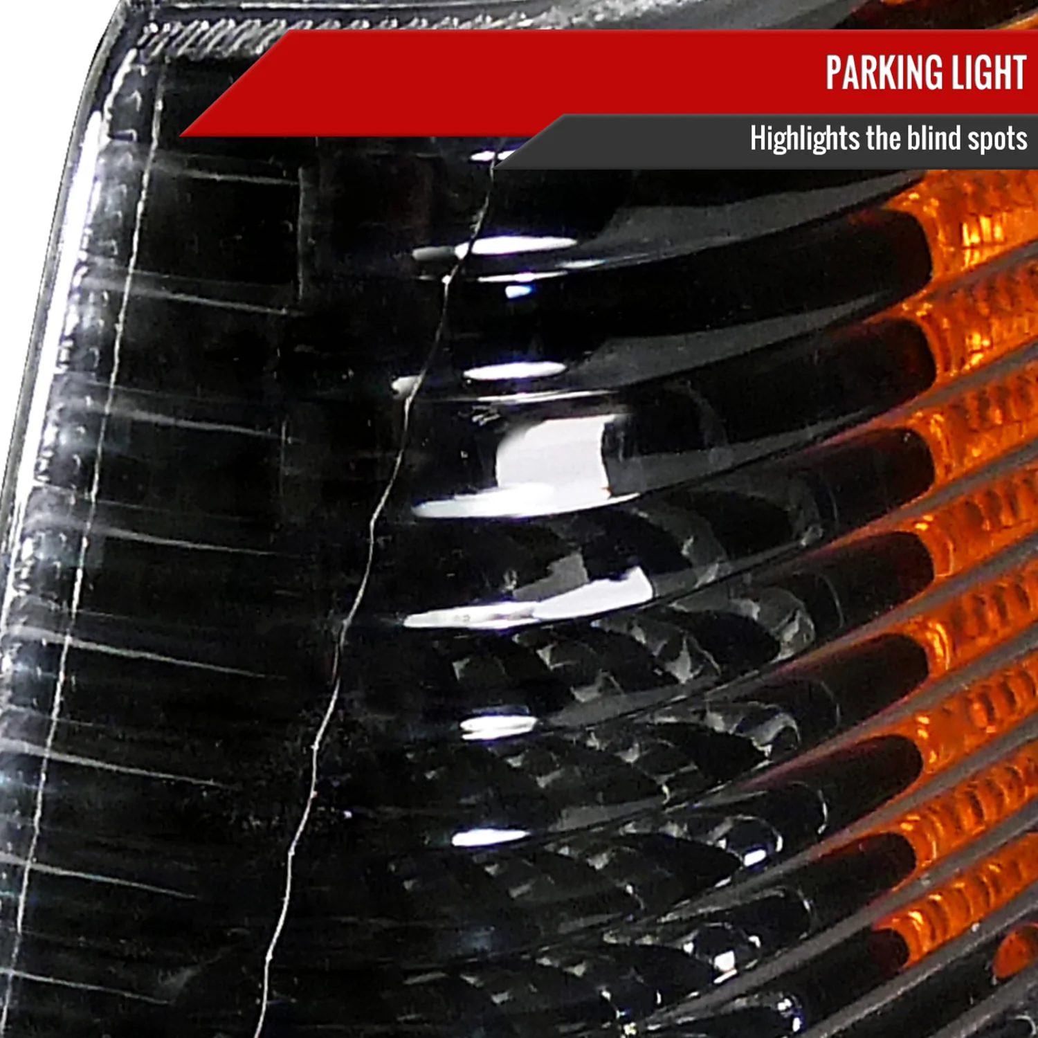 1993-1998 Jeep Grand Cherokee Corner Lights Amber Reflectors Matt Black - Image 3