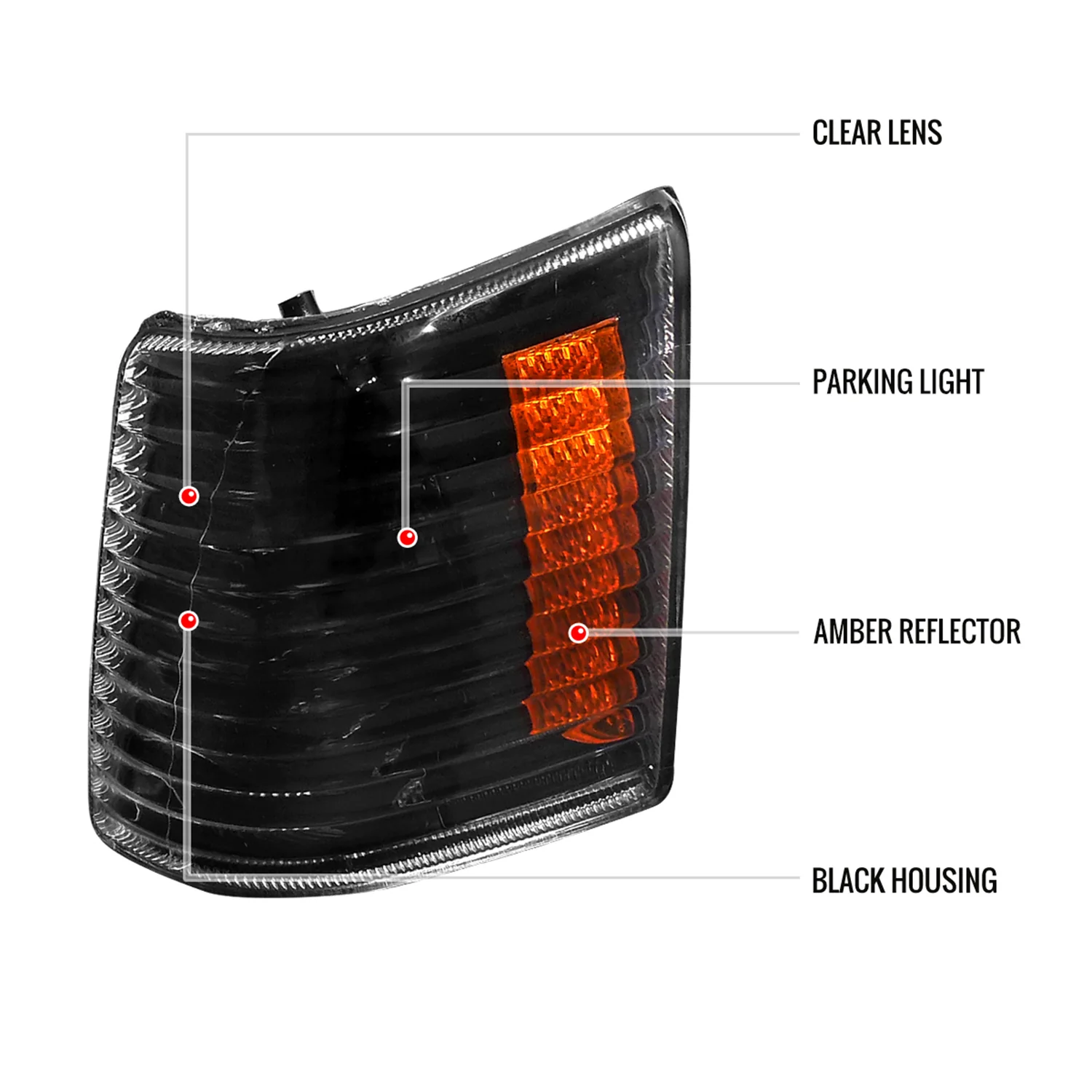 1993-1998 Jeep Grand Cherokee Corner Lights Amber Reflectors Matt Black - Image 8