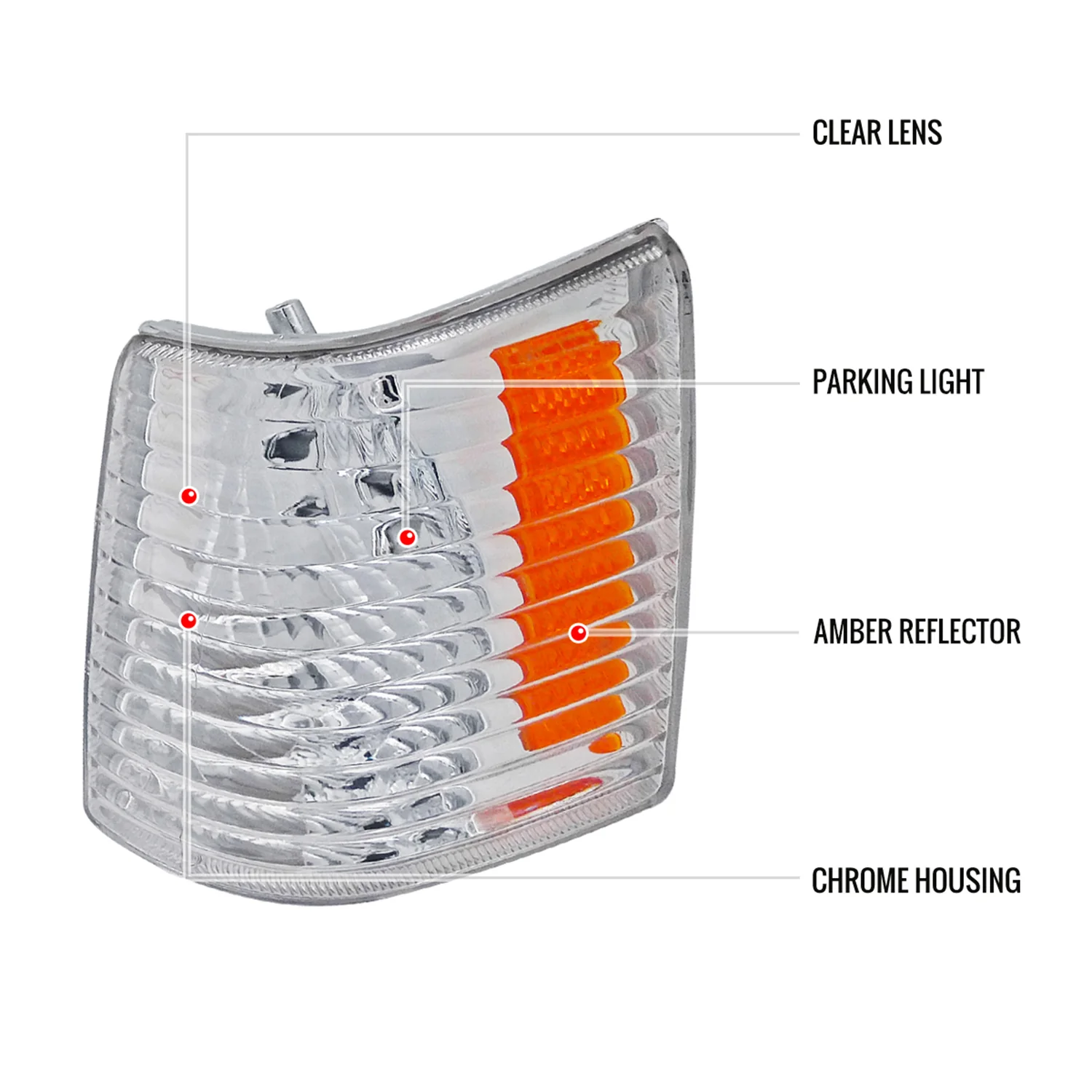 1993-1998 Jeep Grand Cherokee Corner Lights w/ Amber Reflectors Chrome/Clear - Image 8