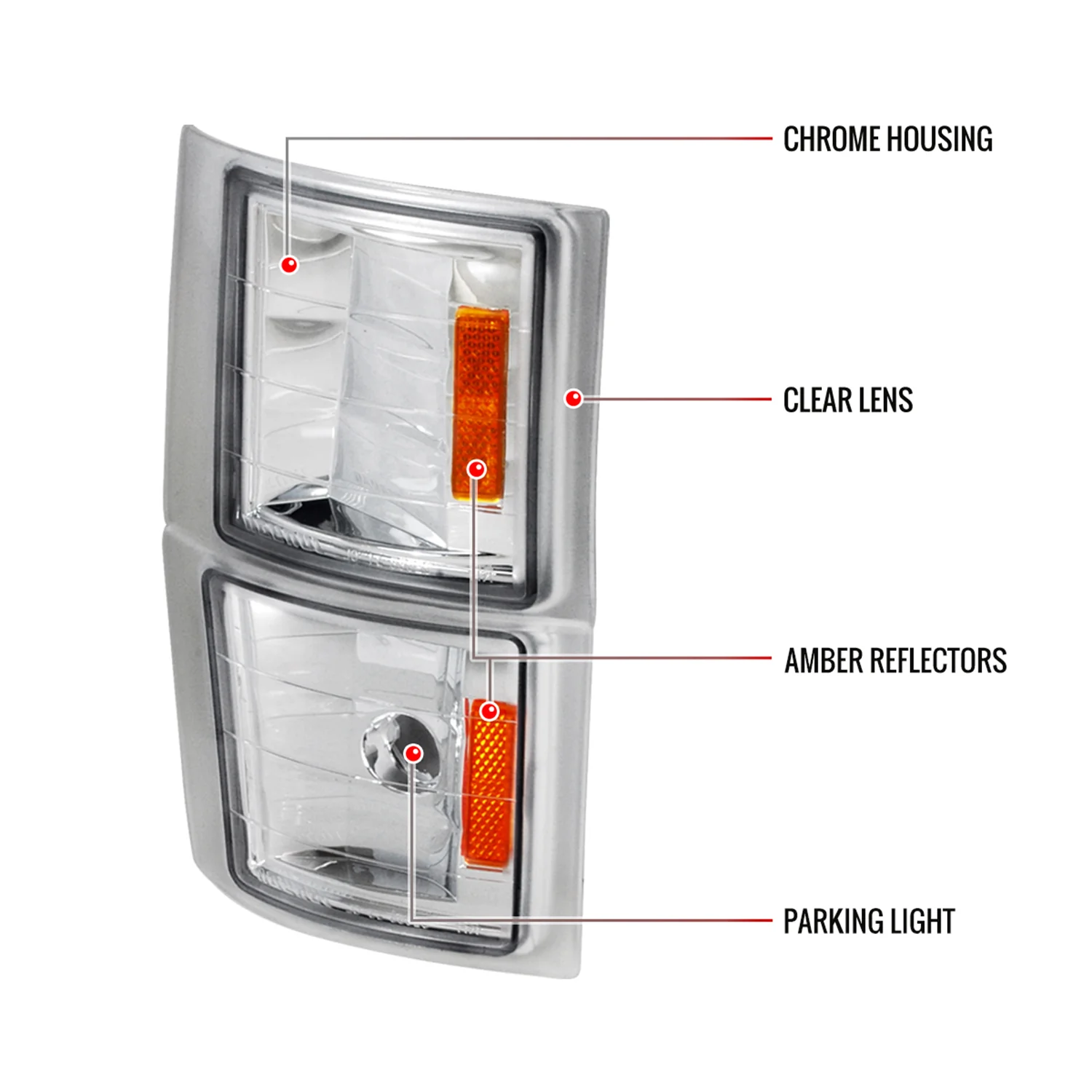 1994-1998 Chevy C/K C10/Tahoe/Suburban/Silverado Corner Lights Chrome/Clear - Image 7