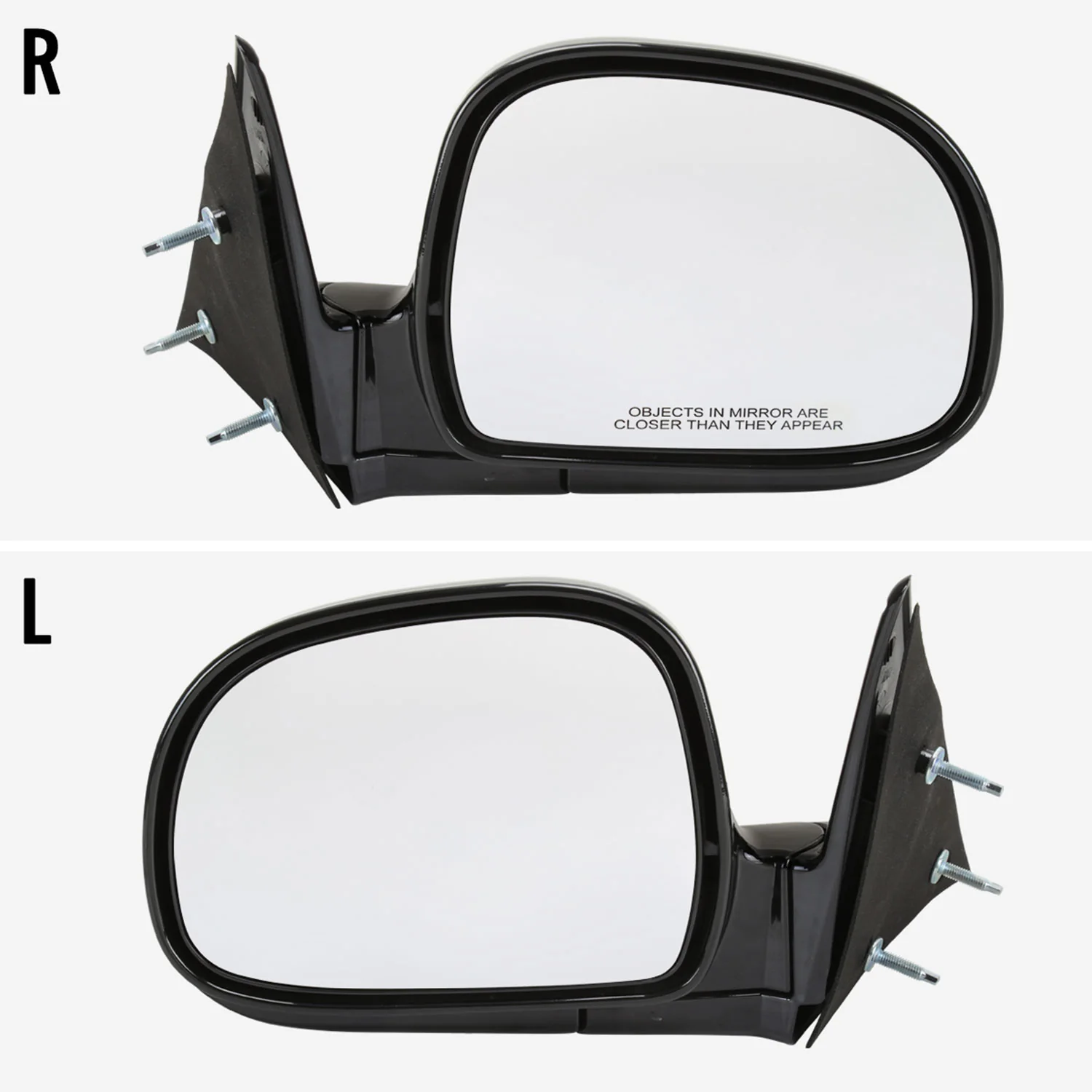 1994-1998 Chevy S10/ 94-1998 GMC S15 Glossy Black Manual Side Mirror Passenger - Image 3