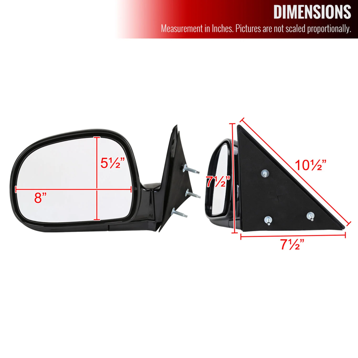 1994-1998 Chevy S10/ 94-1998 GMC S15 Glossy Black Manual Side Mirror Passenger - Image 8