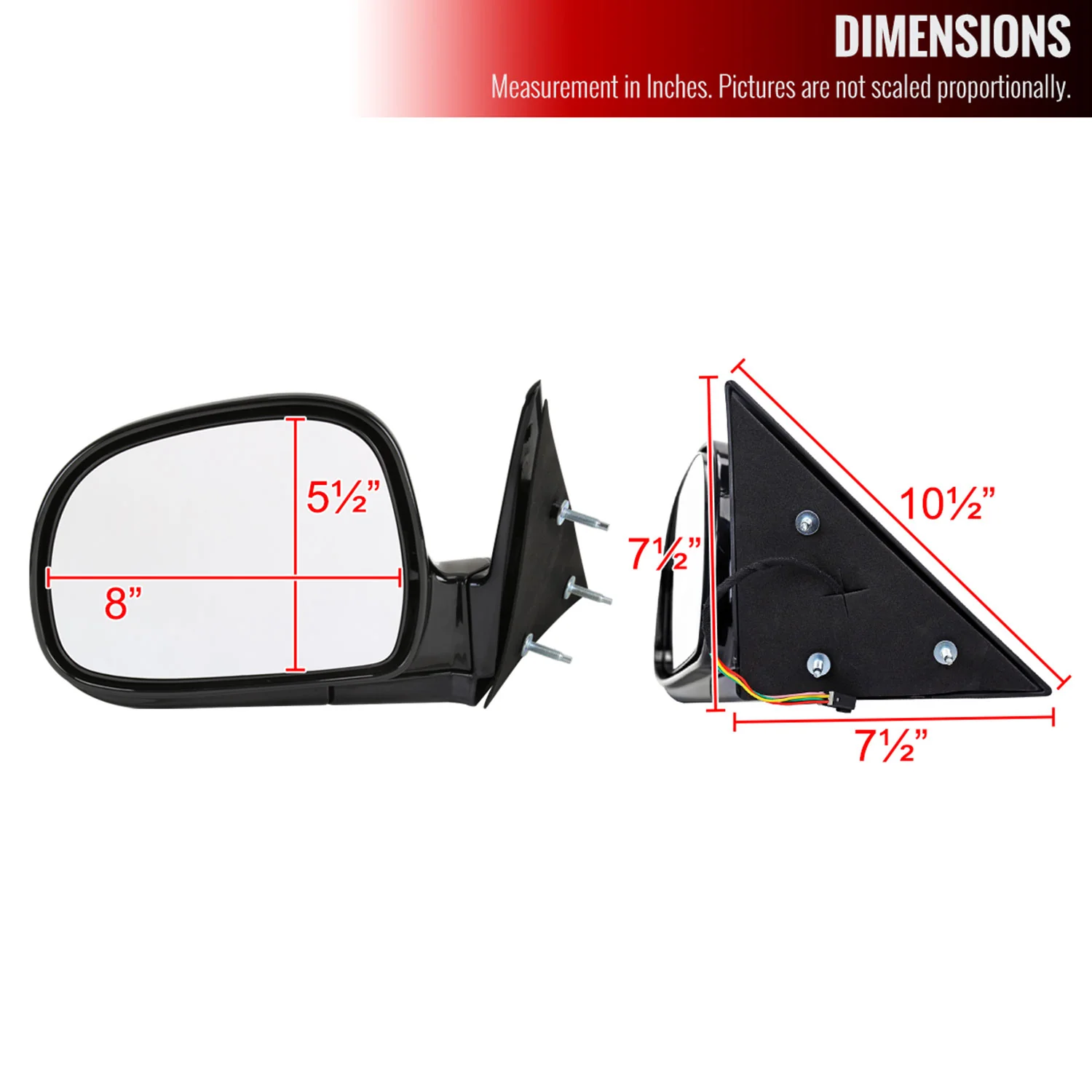 1994-1998 Chevy S10/Blazer GMC Sonoma Glossy Black Left/Driver Side Mirror - Image 8