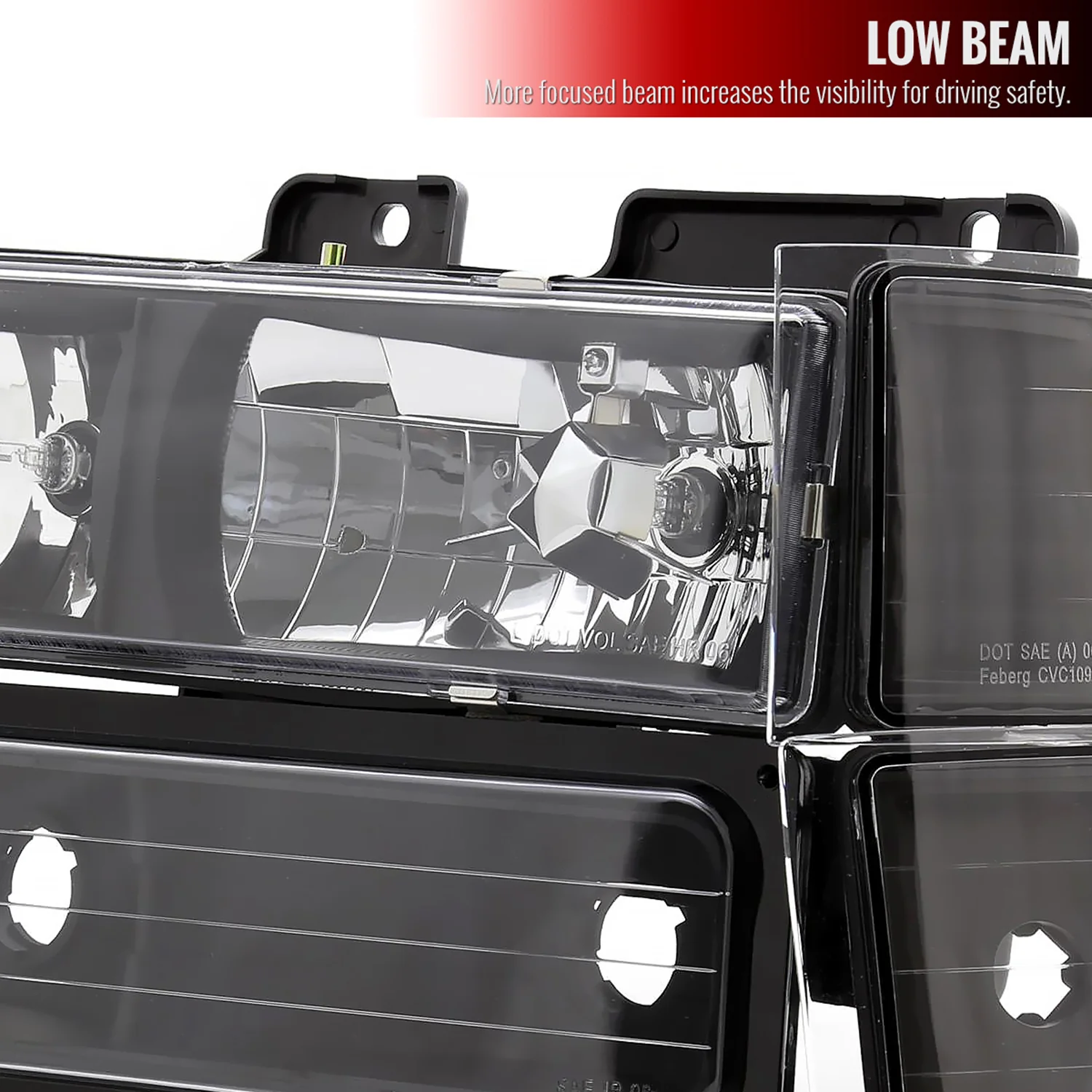1994-1998 Chevy Silverado/Tahoe/C10 Headlights Bumper&Corner Lights Black - Image 2