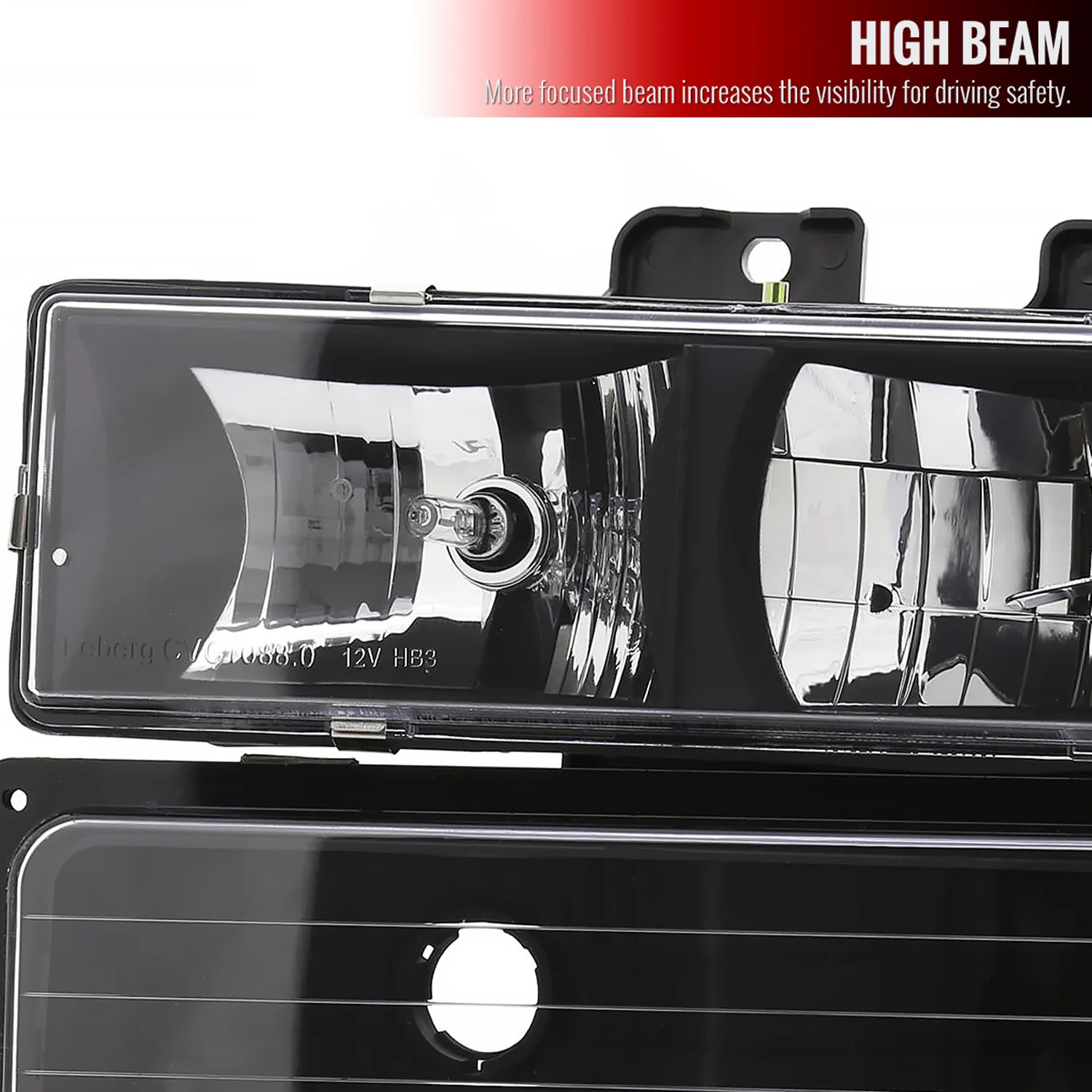1994-1998 Chevy Silverado/Tahoe/C10 Headlights Bumper&Corner Lights Black - Image 3