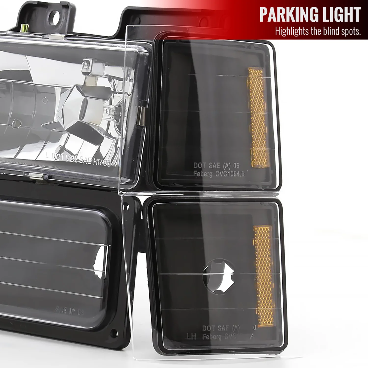 1994-1998 Chevy Silverado/Tahoe/C10 Headlights Bumper&Corner Lights Black - Image 5
