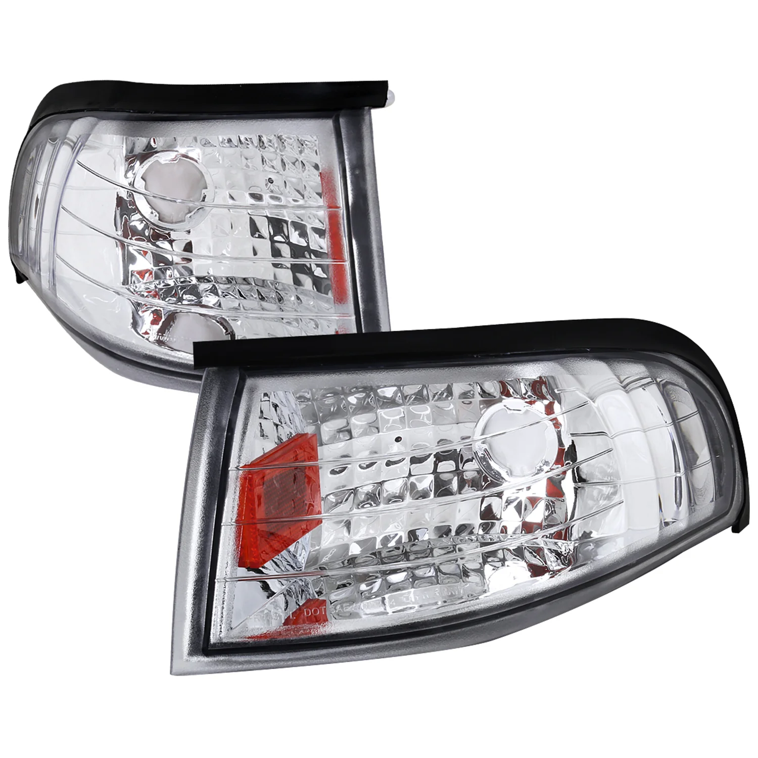 1994-1998 Ford Mustang Corner Parking Turn Signal Lights Chrome/Clear Lens