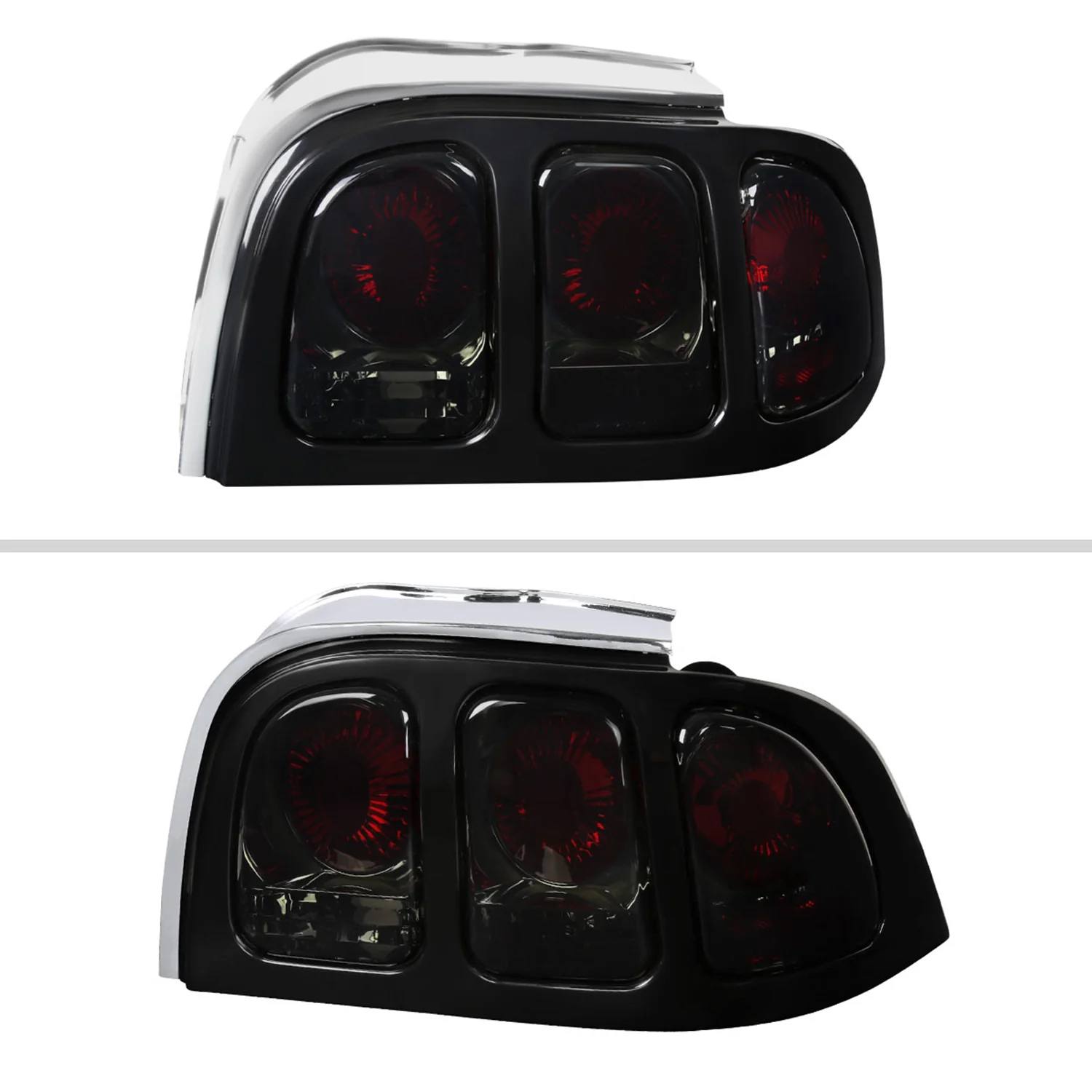 1994-1998 Ford Mustang Tail Lights Chrome Housing/Smoke Lens - Image 2