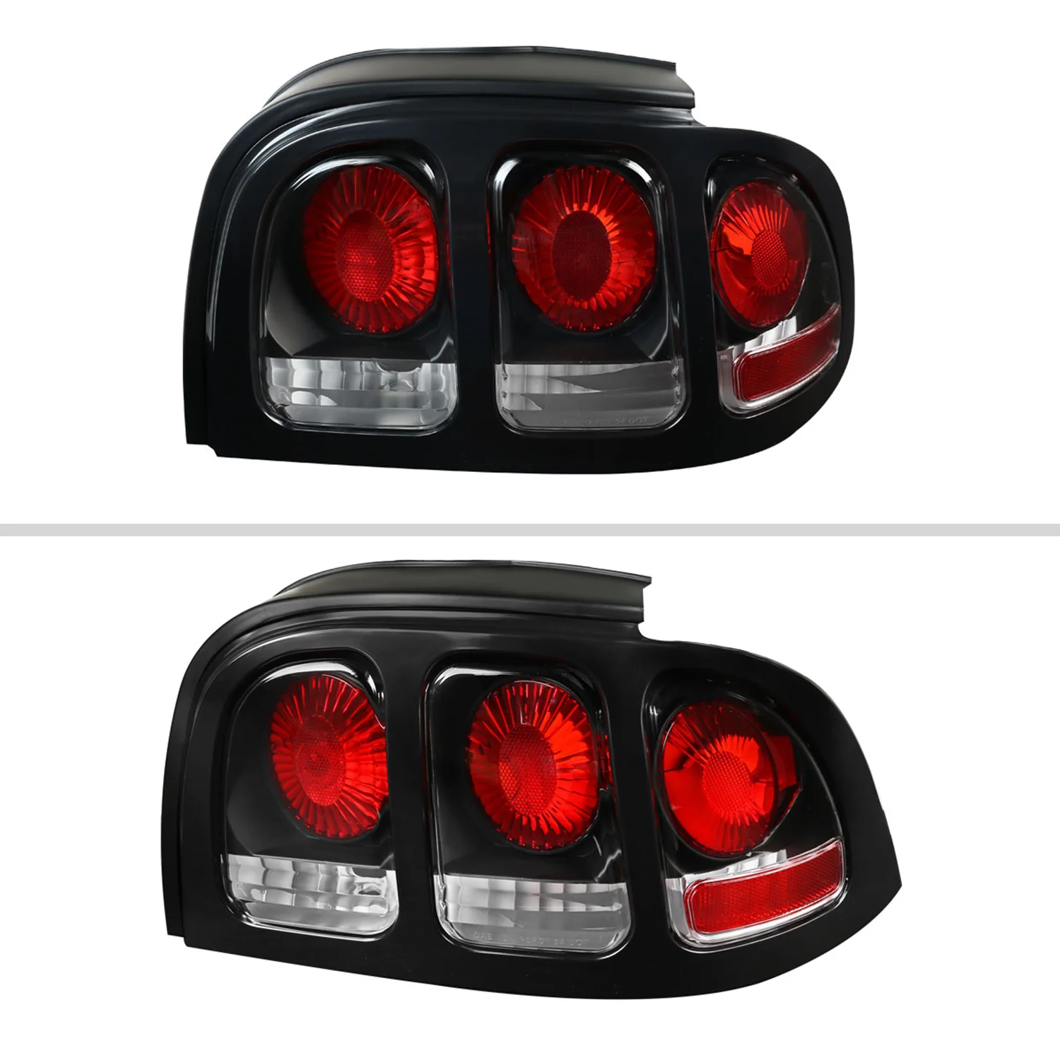 1994-1998 Ford Mustang Tail Lights Matte Black Housing/Clear Lens - Image 2