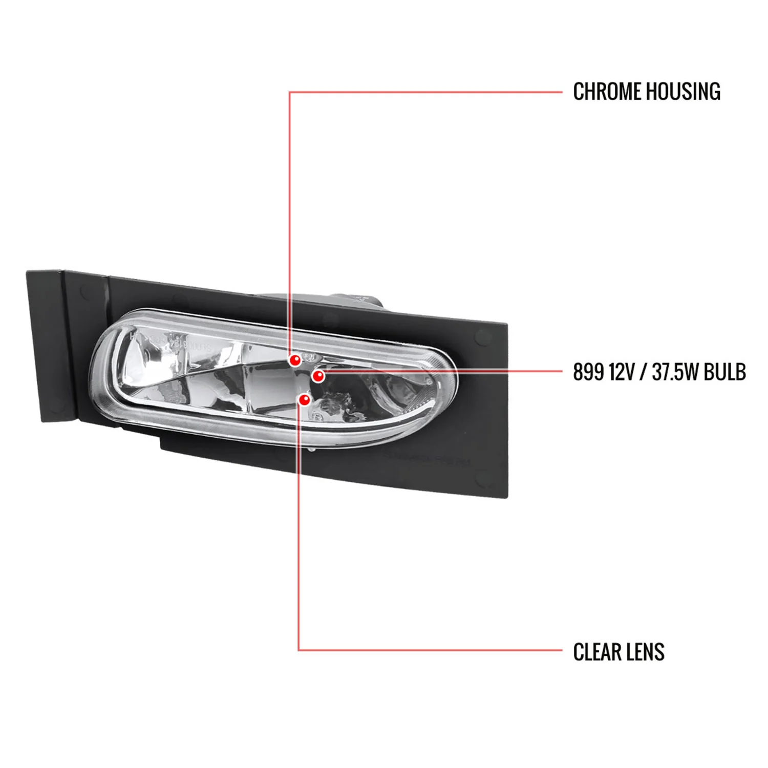 1994-1998 Ford Mustang V6 899 Fog Lights Kit Chrome Housing/Clear Lens - Image 9