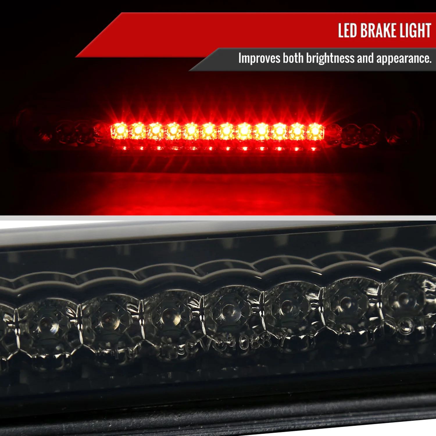1994-2000 Chevy GMC C/K 1500/2500/3500 LED 3rd Brake Tail Light Chrome/Smoke - Image 4