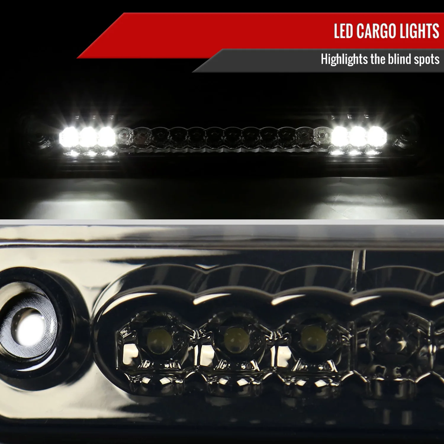 1994-2000 Chevy GMC C/K 1500/2500/3500 LED 3rd Brake Tail Light Chrome/Smoke - Image 5